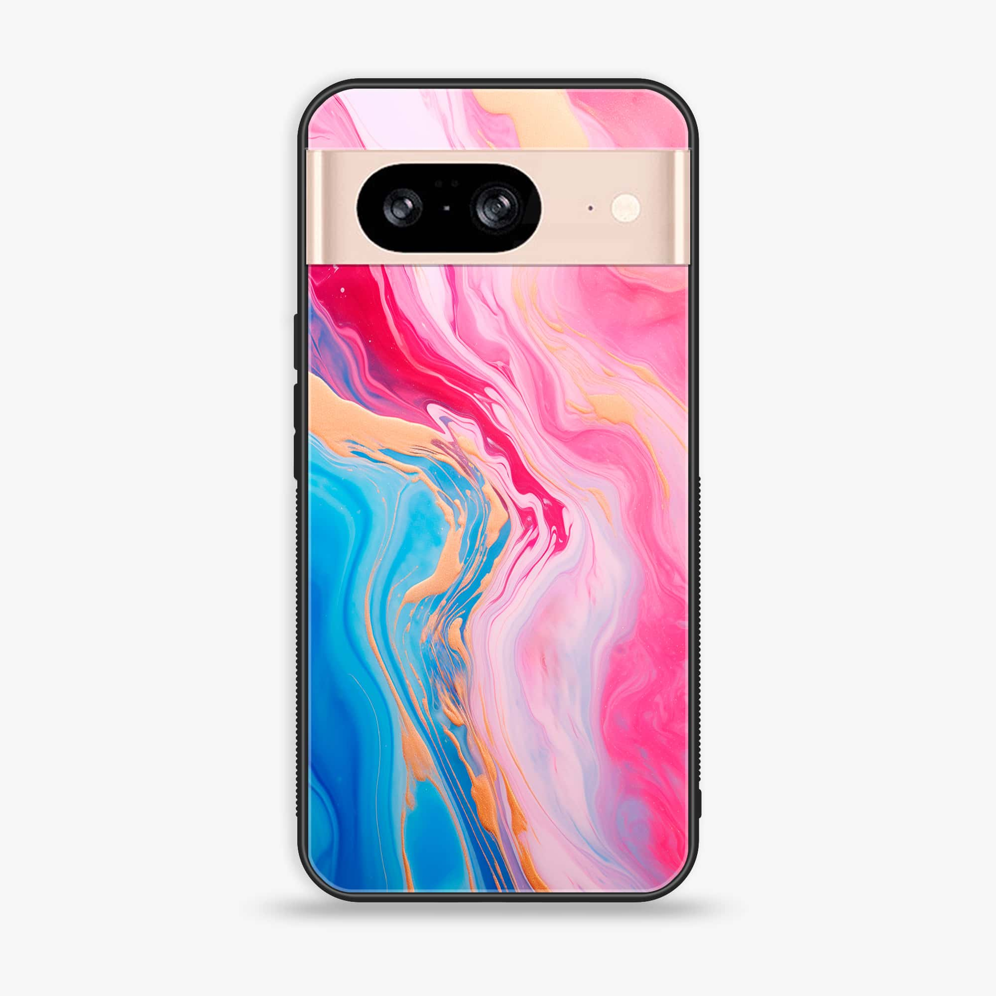 Google Pixel 8 - Pink Marble 2.0 Series - Premium Printed Glass soft Bumper shock Proof Case