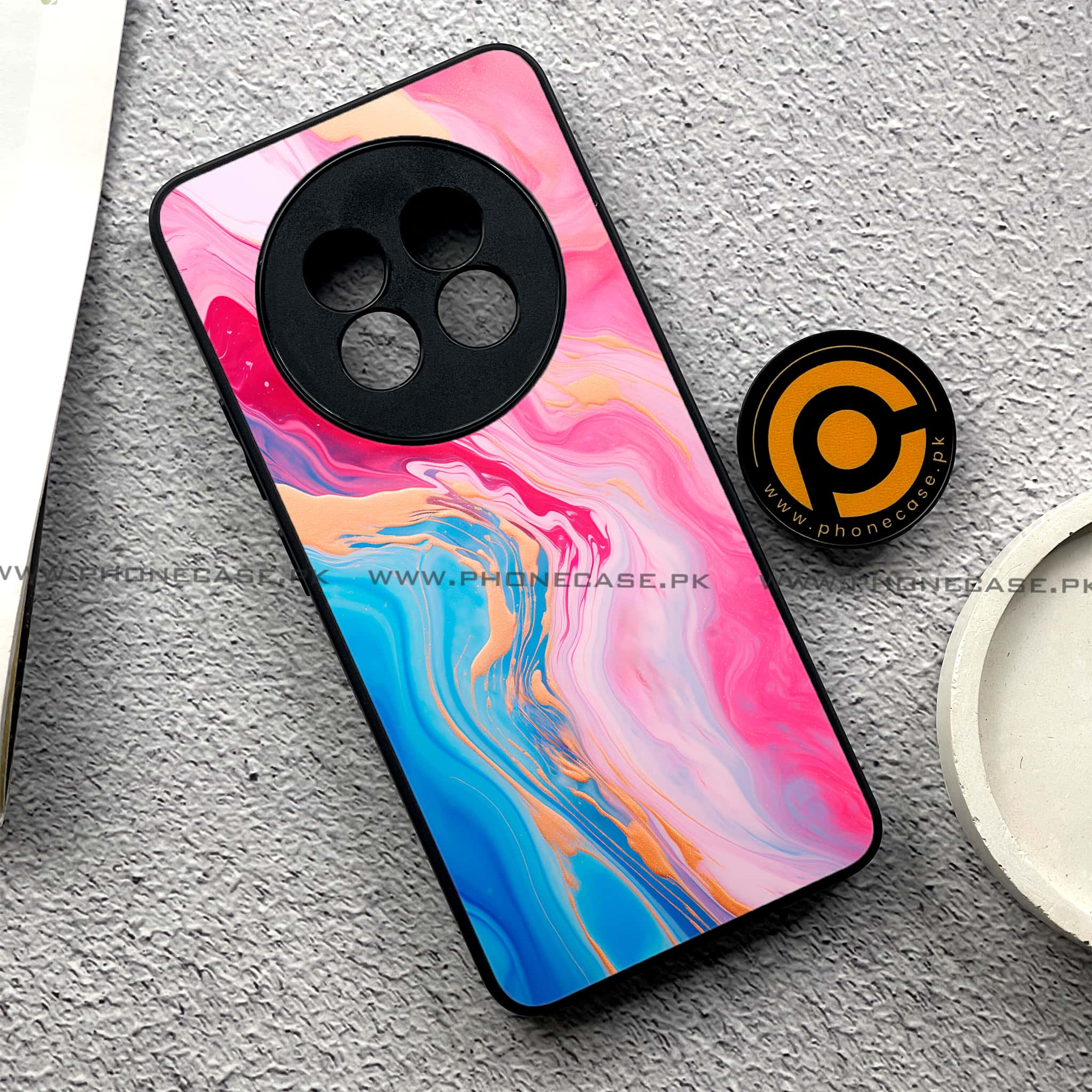 Realme 13 Pro Plus -  Pink Marble 2.0 Series - Premium Printed Metal soft Bumper shock Proof Case