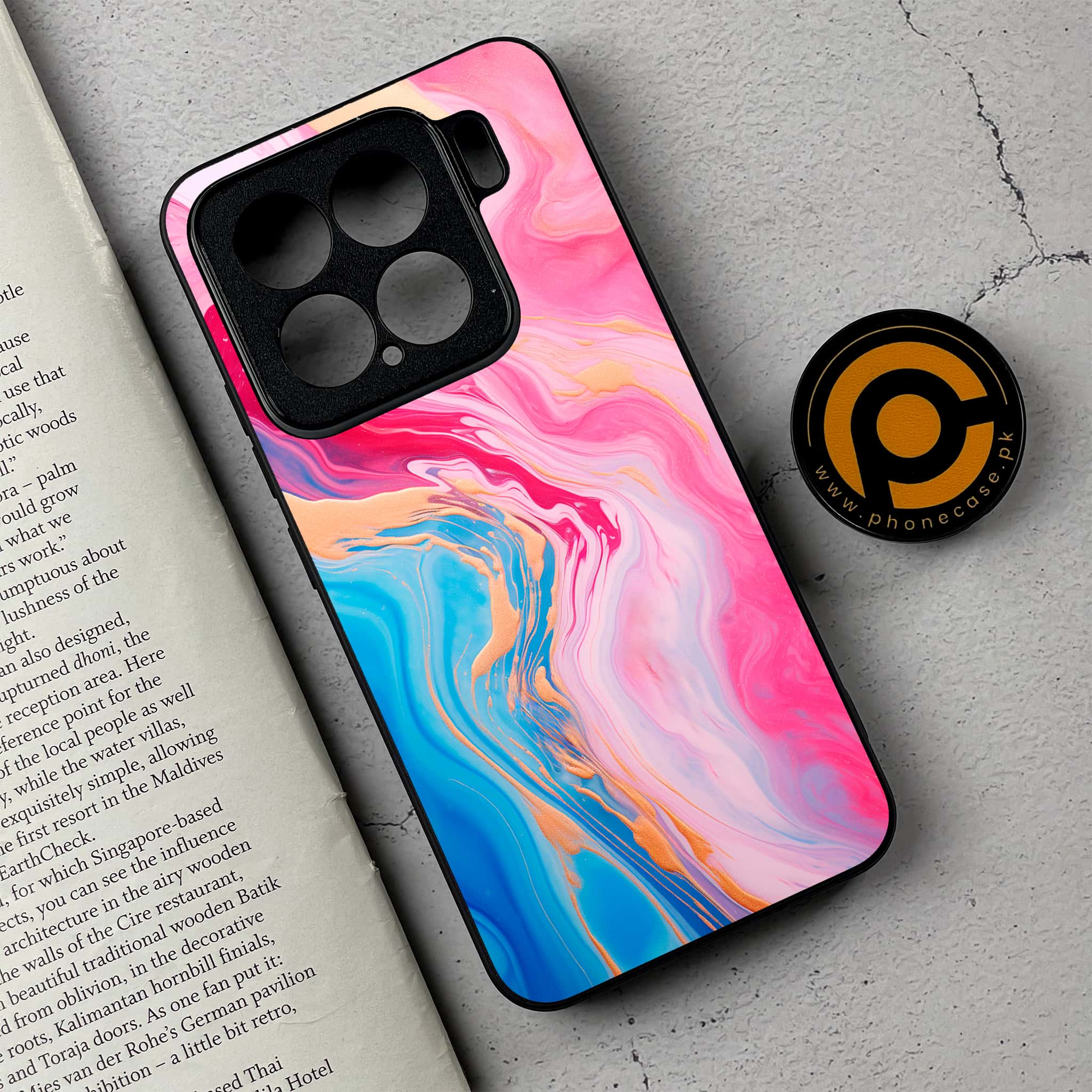 Xiaomi 15 - Pink Marble 2.0 Series - Premium Metal Printed soft Bumper shock Proof Case