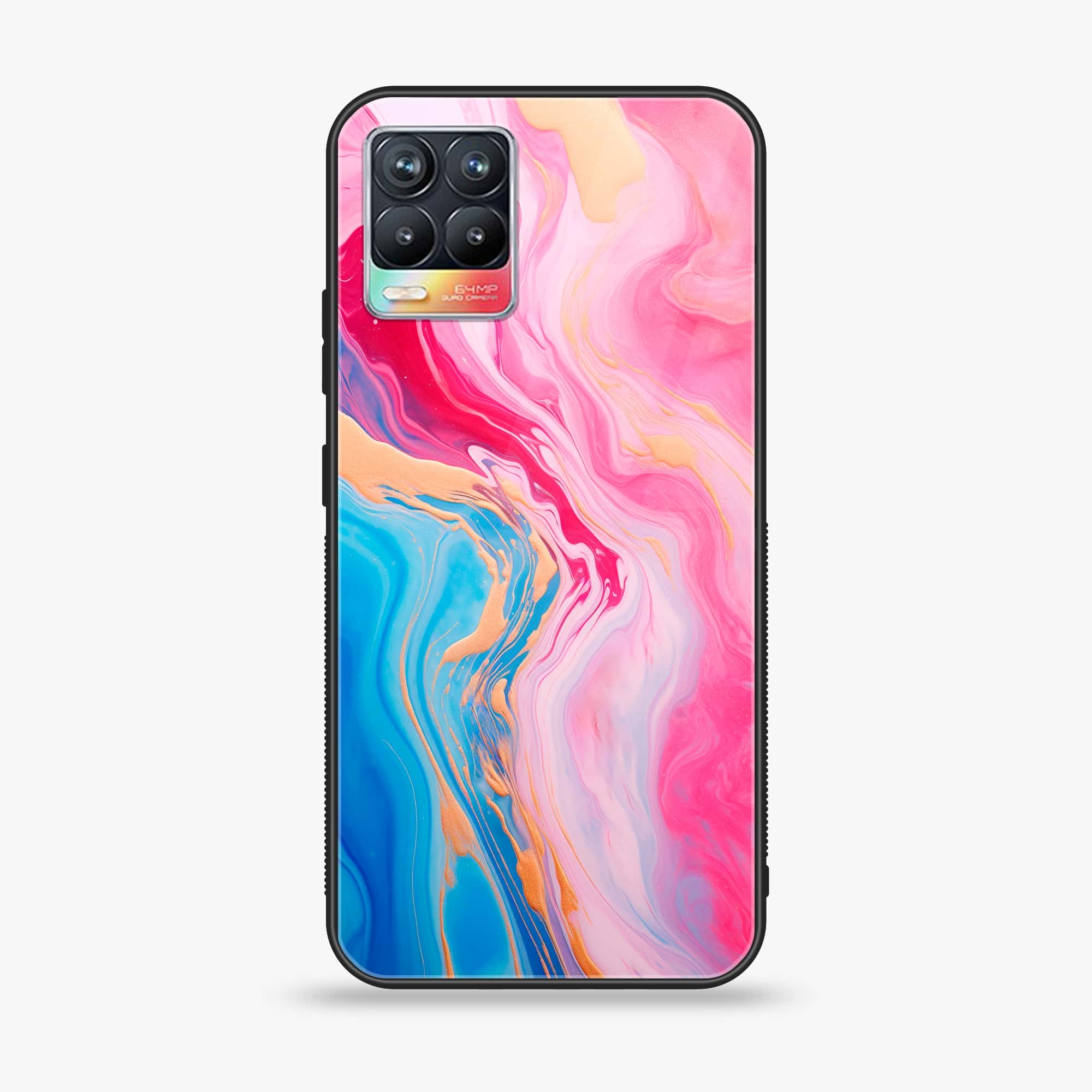 Realme 8 pro - Pink Marble 2.0 Series - Premium Printed Glass soft Bumper shock Proof Case