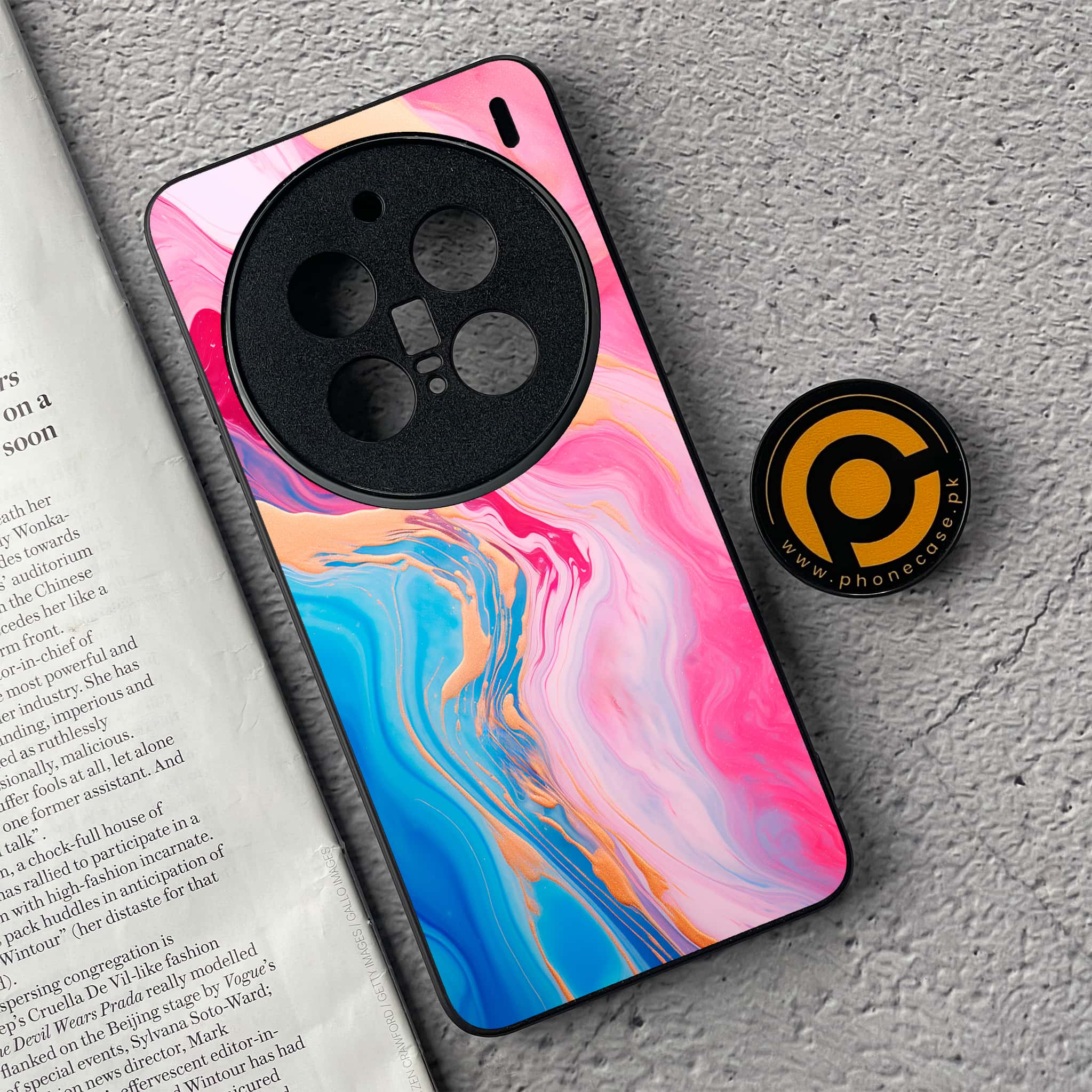 Vivo X200 Pro - Pink Marble 2.0 Series - Premium Metal  Printed soft Bumper shock Proof Case