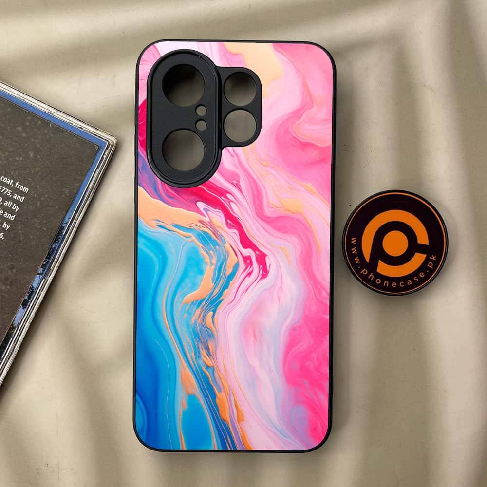 Vivo X200 FE - Pink Marble 2.0 Series - Premium Metal Printed soft Bumper Shock Proof Case