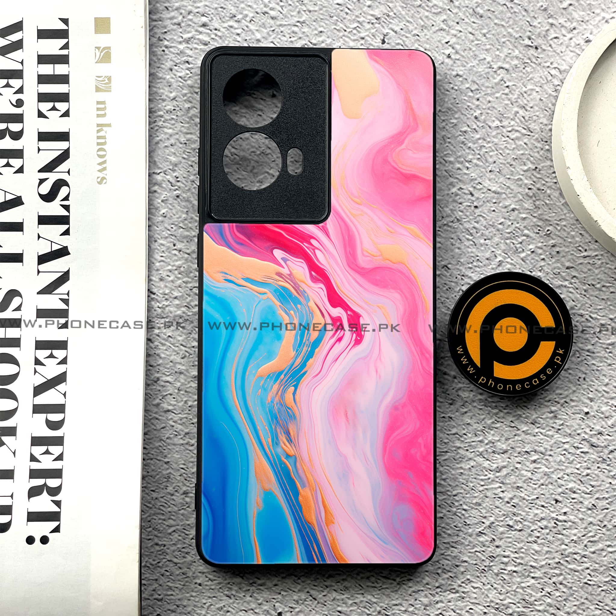 Moto G85 - Pink Marble 2.0 Series - Premium Printed Glass soft Bumper shock Proof Case