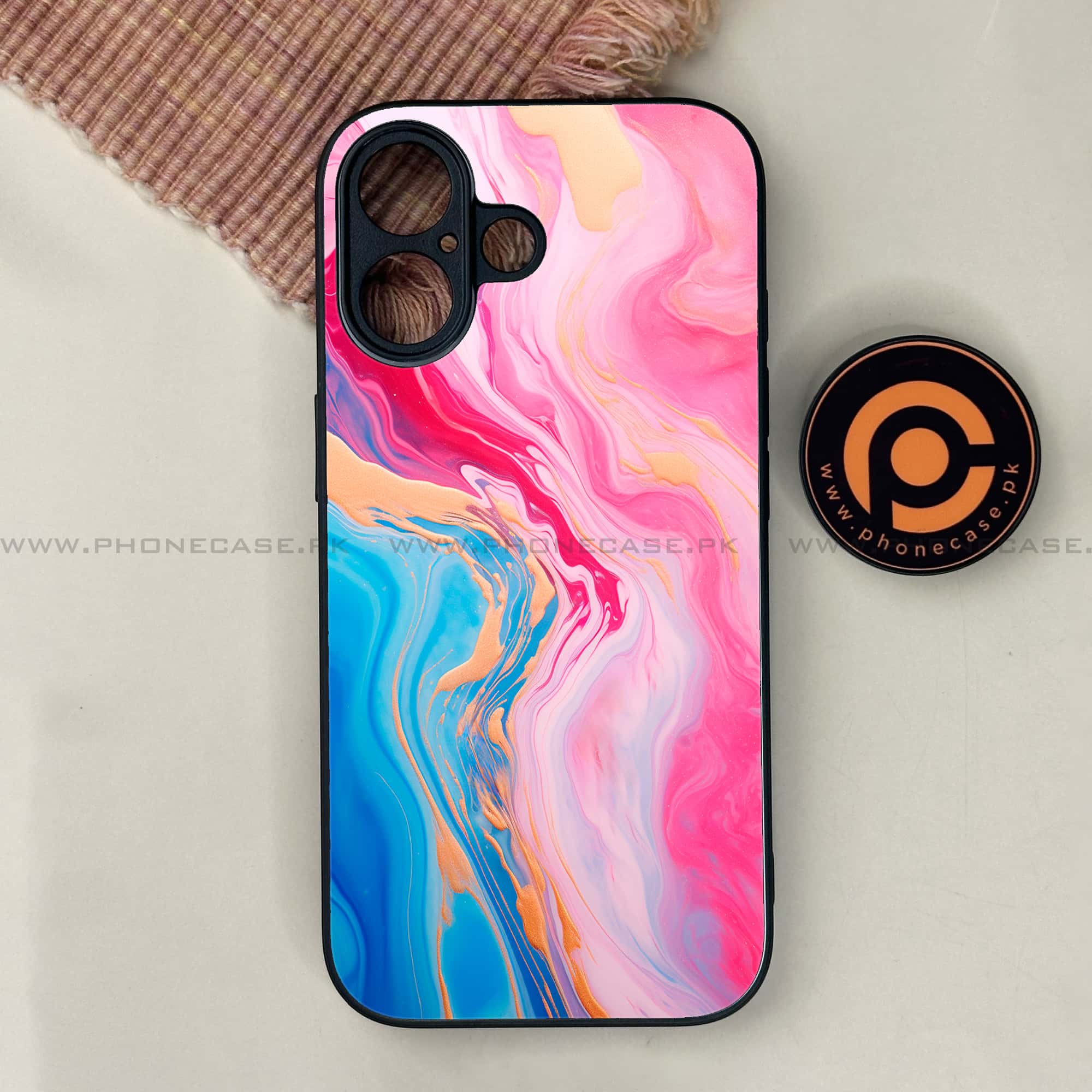 iPhone 17 - Pink Marble 2.0 Series - Premium Printed Glass soft Bumper shock Proof Case
