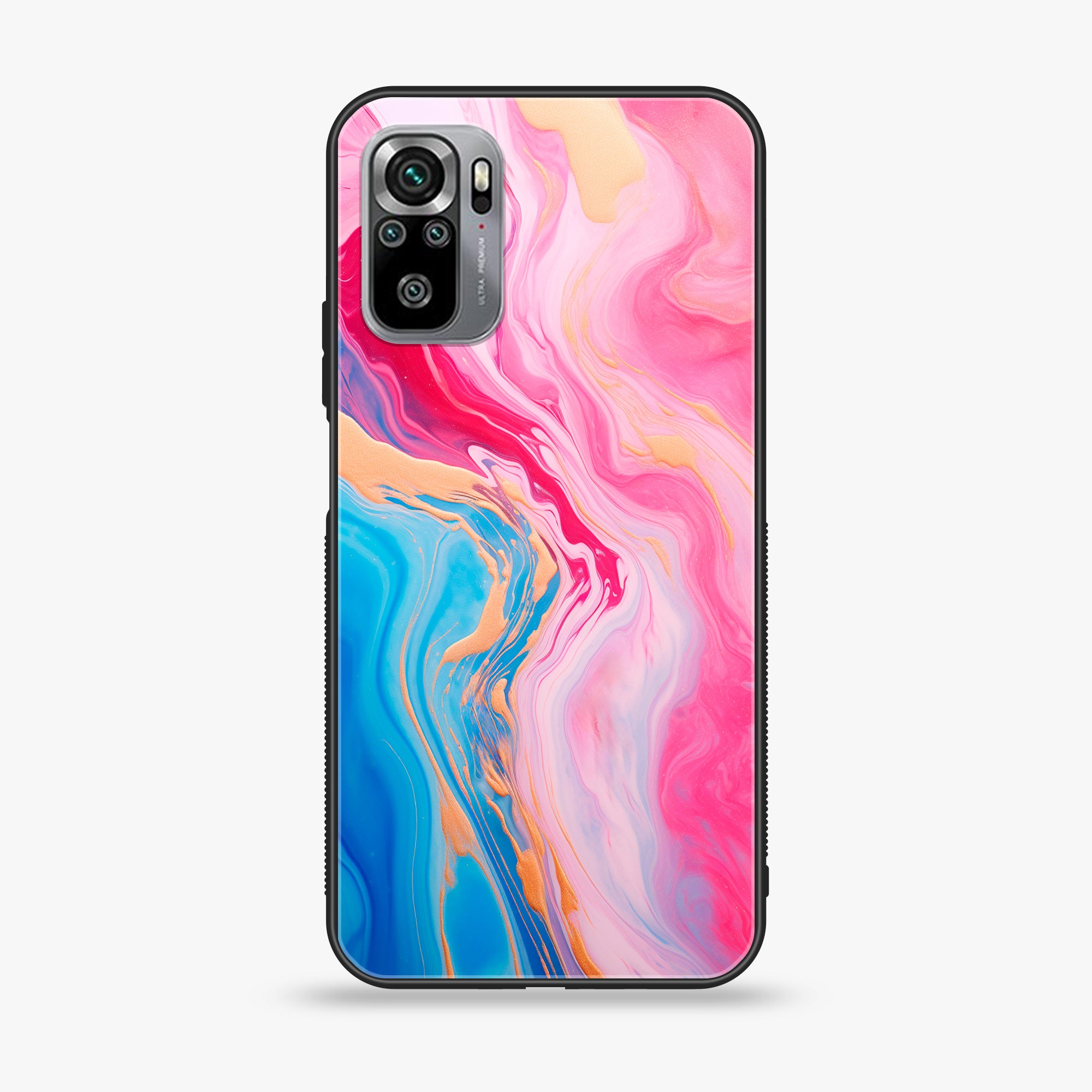 Xiaomi Redmi Note 10S- Pink Marble 2.0 Series - Premium Printed Glass soft Bumper shock Proof Case