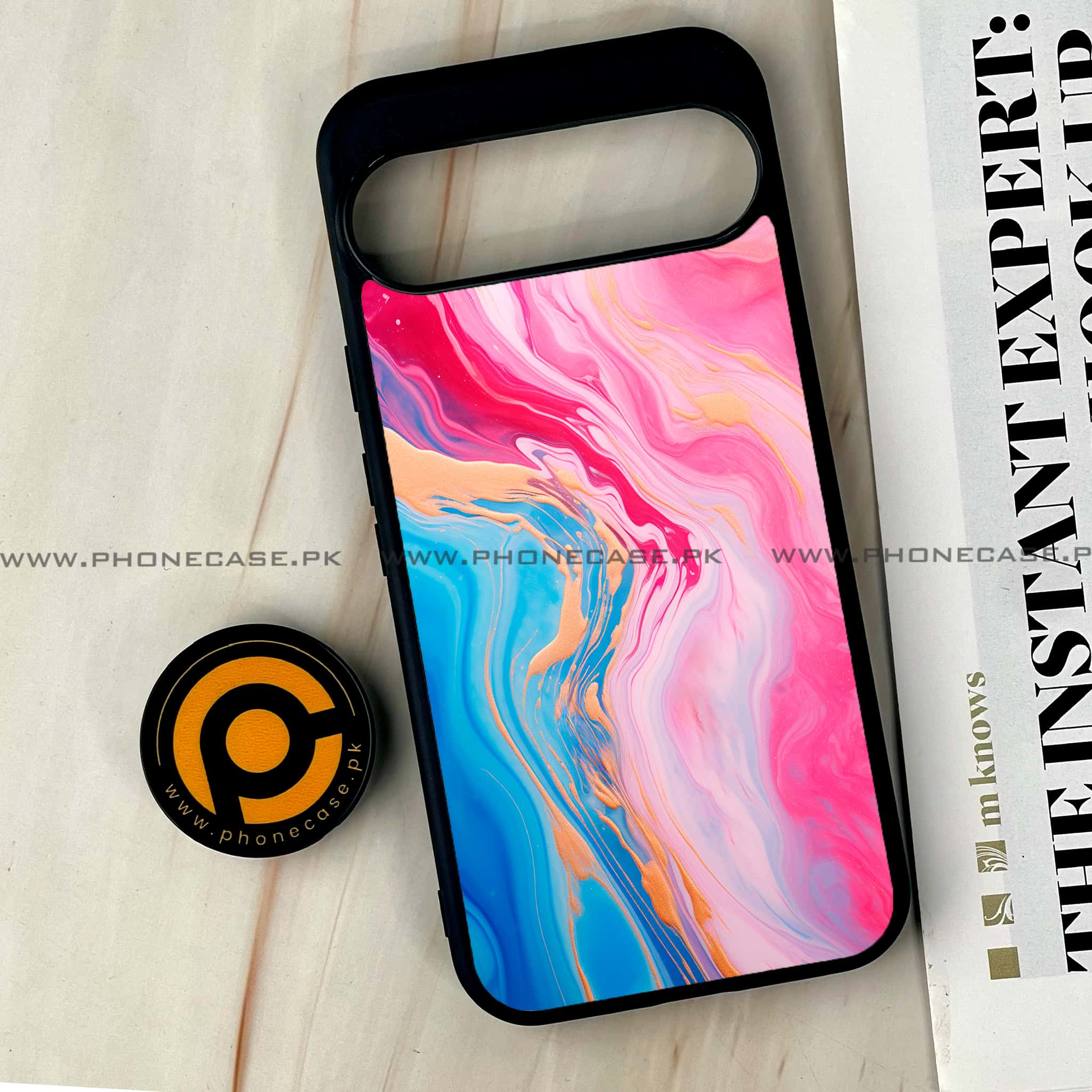 Google Pixel 9 Pro XL - Pink Marble 2.0 Series - Premium Metal Printed soft Bumper Shock Proof Case