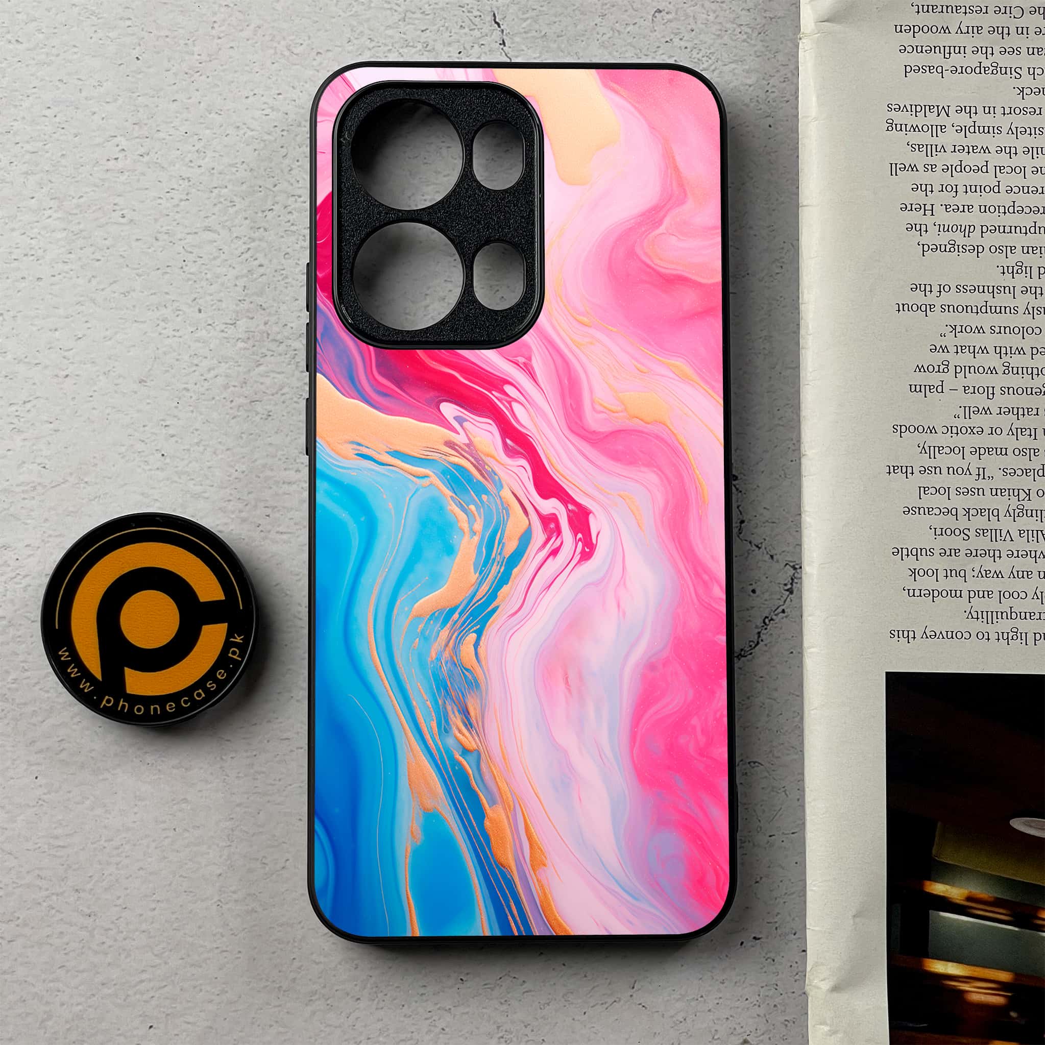 Oppo Reno 13 Pro - Pink Marble 2.0 Series - Premium Metal Printed Soft Bumper Shockproof Case