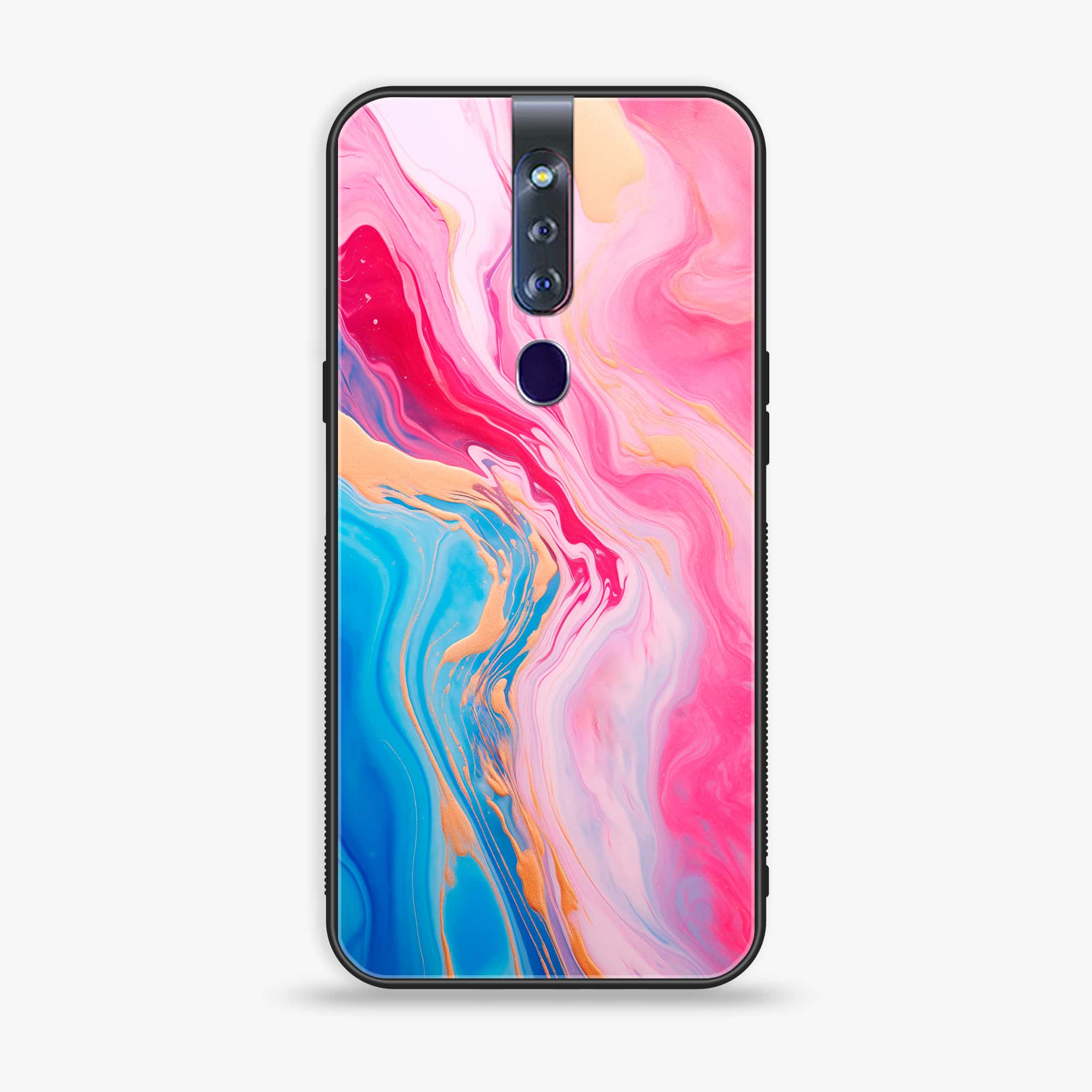 Oppo F11 Pro Pink Marble 2.0 Series Premium Printed Glass soft Bumper shock Proof Case