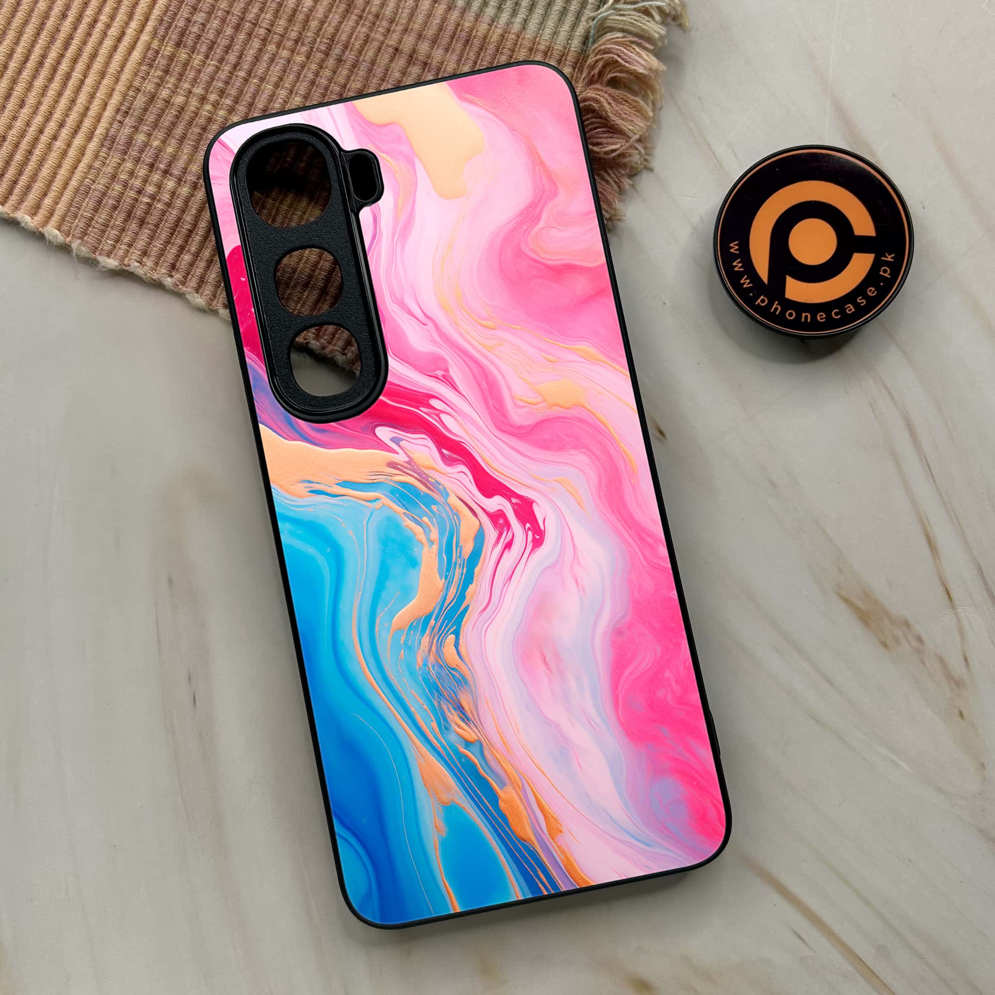 Vivo Y400 - Pink Marble 2.0 Series - Premium Metal Printed soft Bumper shock Proof Case