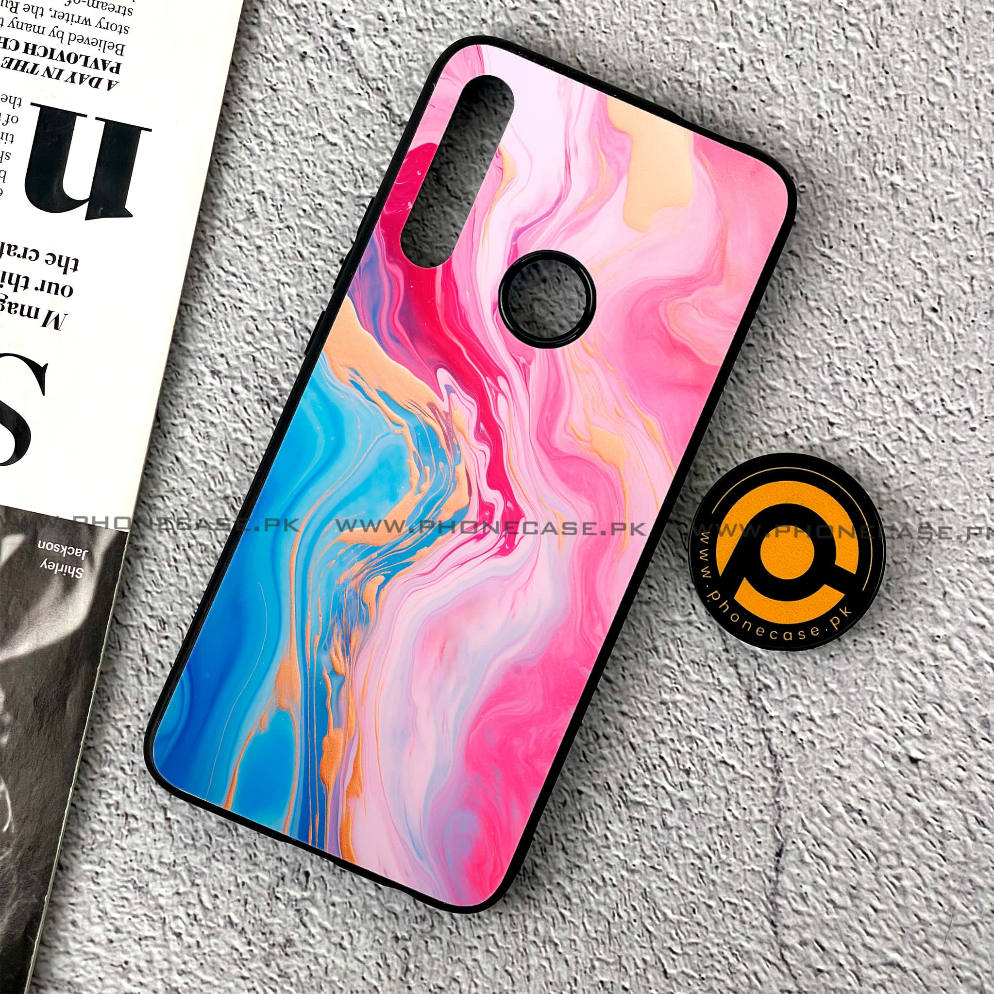 Huawei Y9 Prime (2019) - Pink Marble 2.0 Series - Premium Printed Glass soft Bumper shock Proof Case