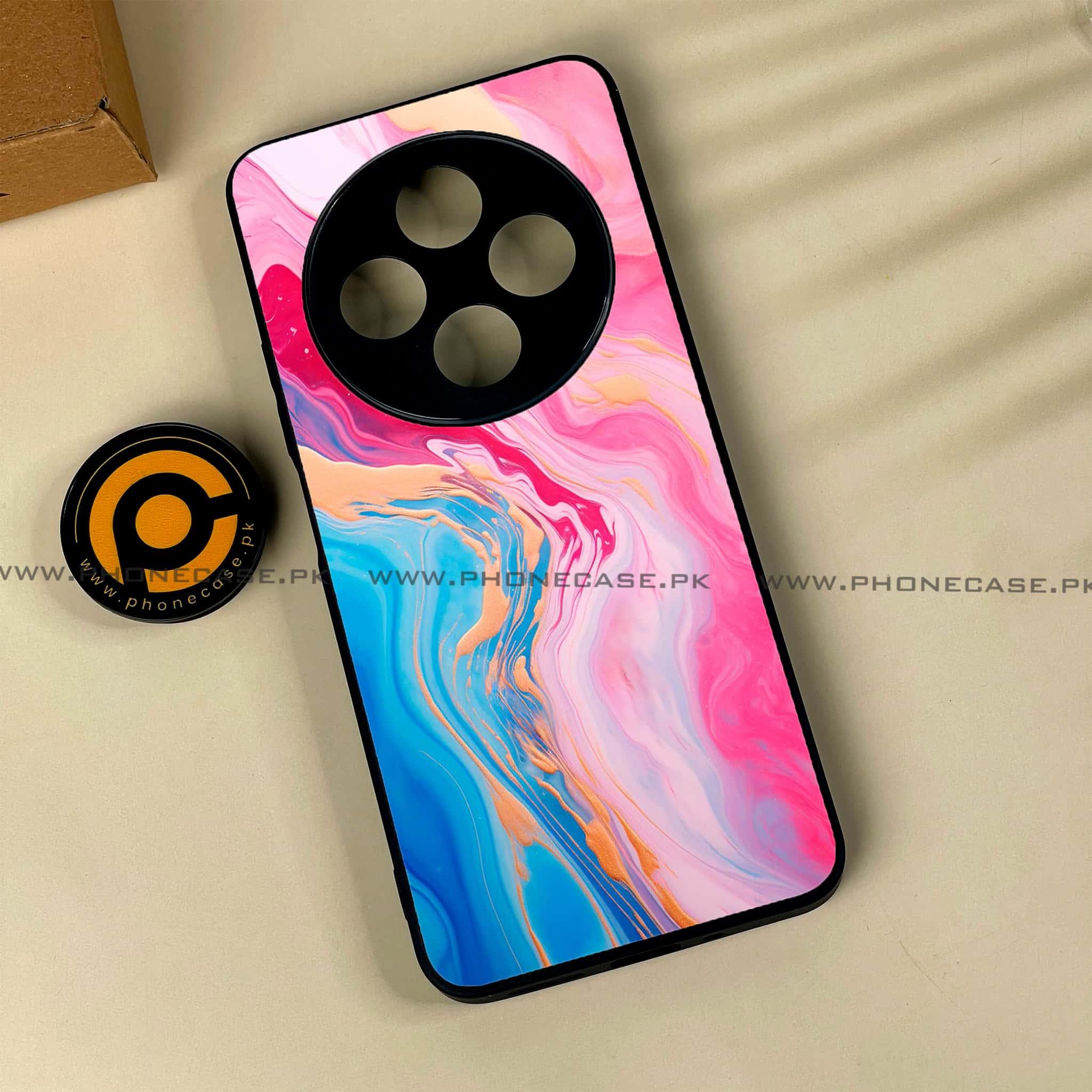 Xiaomi Poco C75 4G - Pink Marble 2.0 Series - Premium Printed Glass soft Bumper shock Proof Case