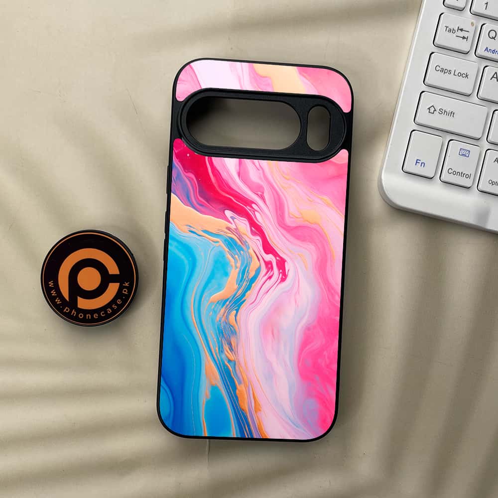 Google Pixel 10  - Pink Marble 2.0 Series - Premium Metal Printed soft Bumper Shockof Case
