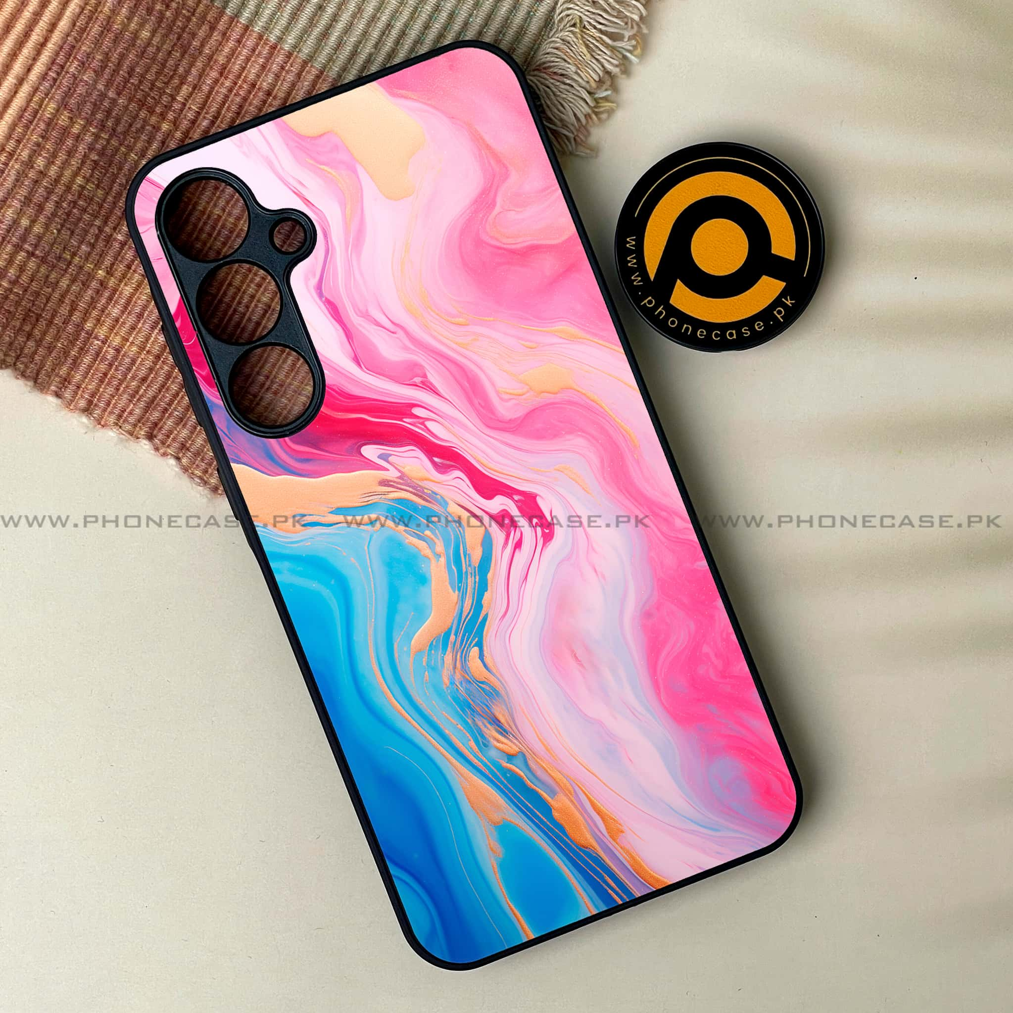 Samsung Galaxy A14 - Pink Marble 2.0 Series - Premium Printed Glass soft Bumper shock Proof Case