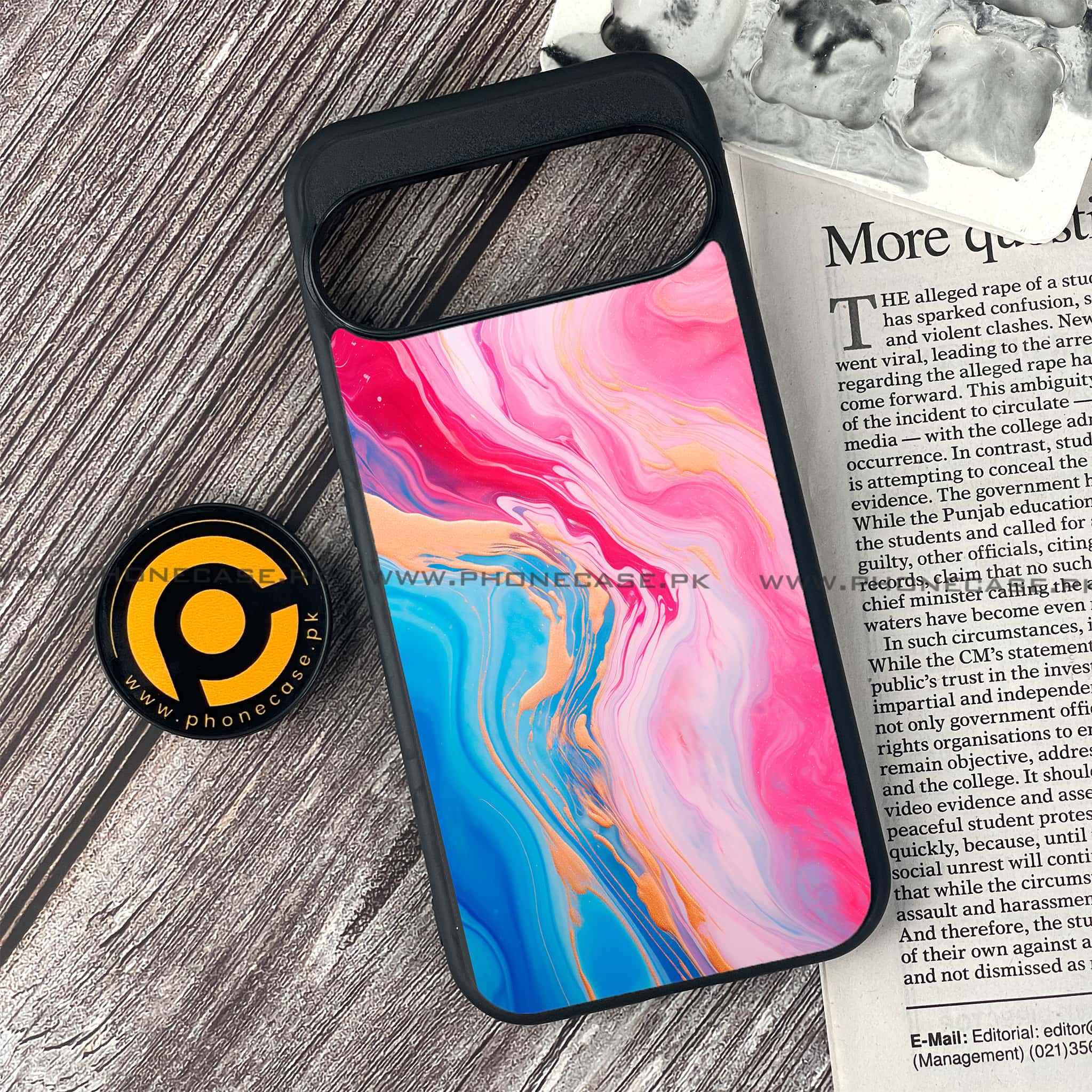 Google Pixel 9 Pro - Pink Marble 2.0 Series  - Premium Metal Printed soft Bumper Shock Proof Case