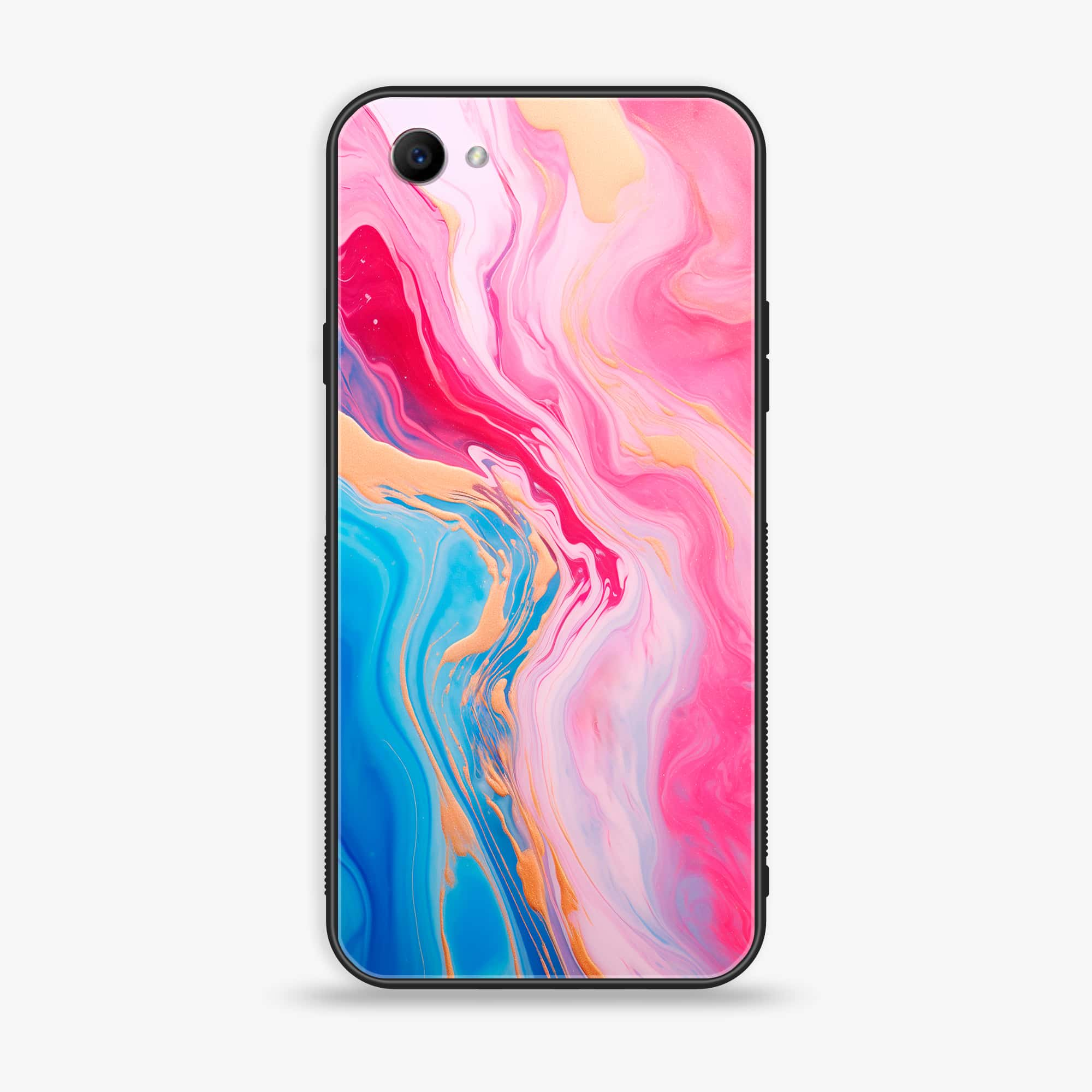 Oppo F7 Youth - Pink Marble 2.0 Series - Premium Printed Glass soft Bumper shock Proof Case