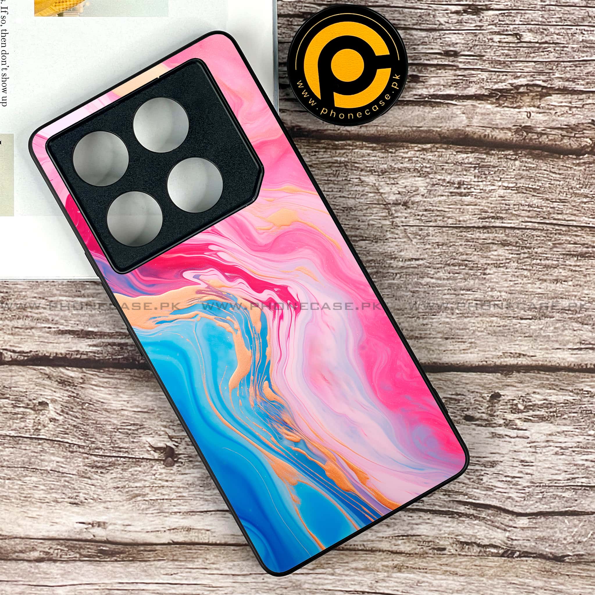 Infinix GT 20 Pro - Pink Marble 2.0 Series - Premium Printed Glass soft Bumper shock Proof Case