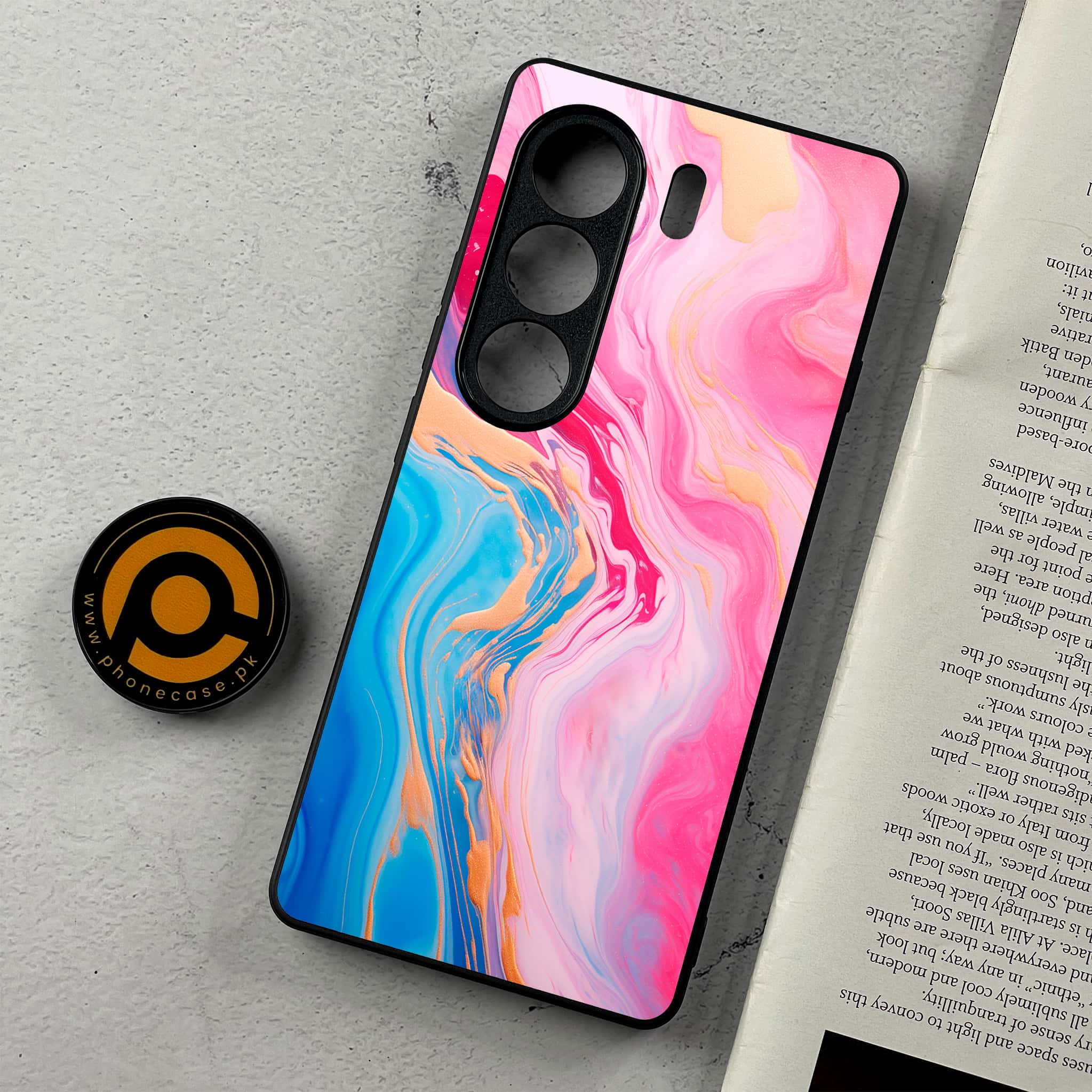 Tecno Camon 40 Pro - Pink Marble 2.0 Series - Premium Metal Printed Soft Bumper Shockproof Case