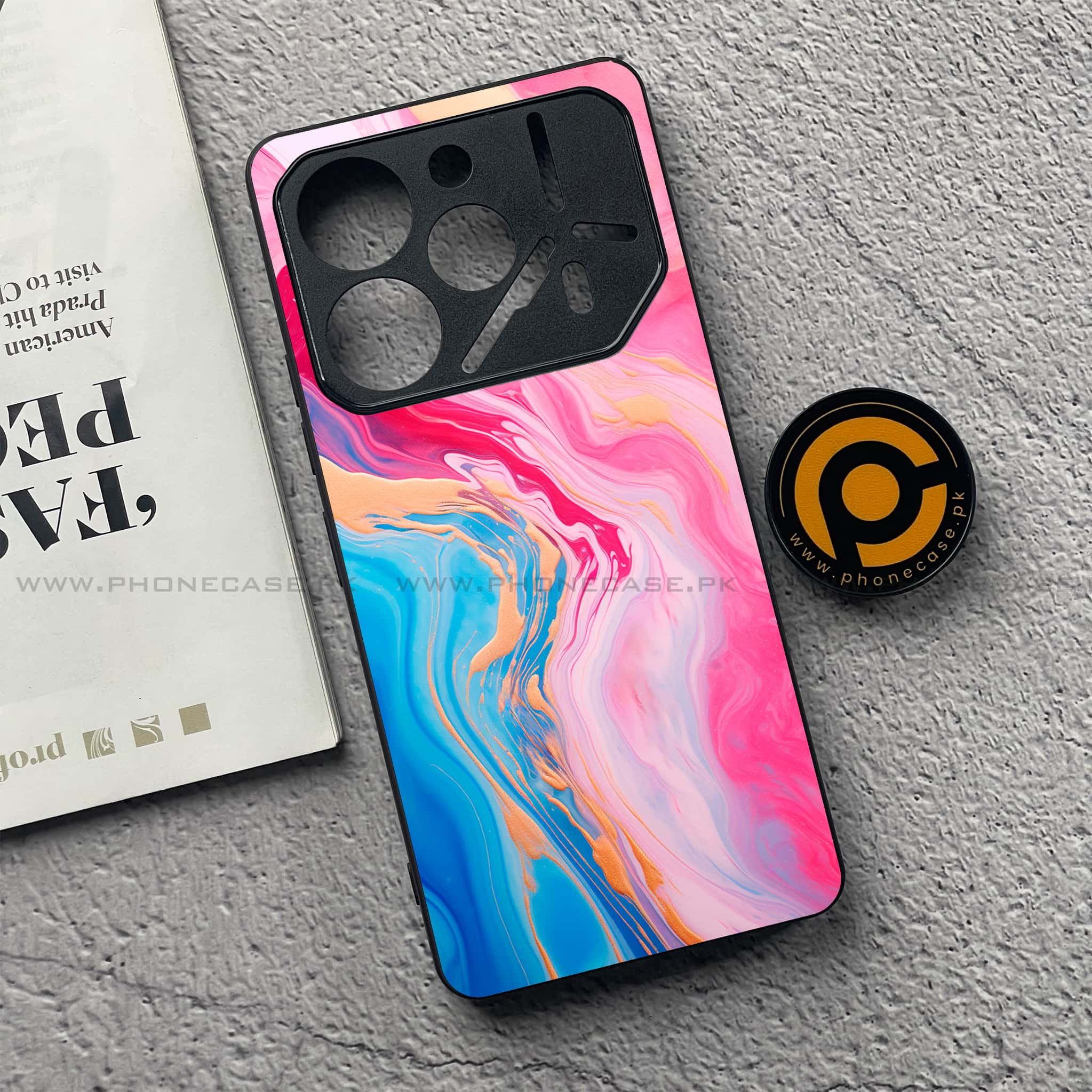 Tecno Pova 6 Pro - Pink Marble 2.0 Series - Premium Printed Glass soft Bumper shock Proof Case