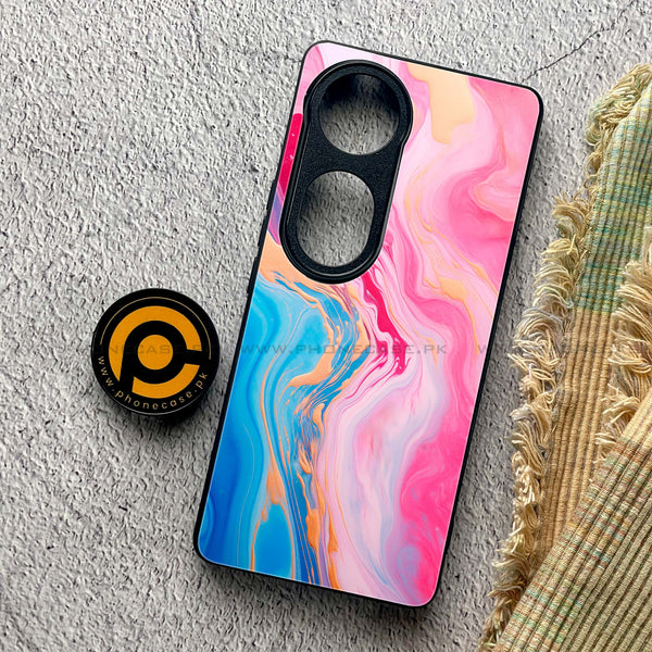 Vivo V40 - Pink Marble 2.0 Design 3  - Premium Printed Glass soft Bumper shock Proof Case CS-24783