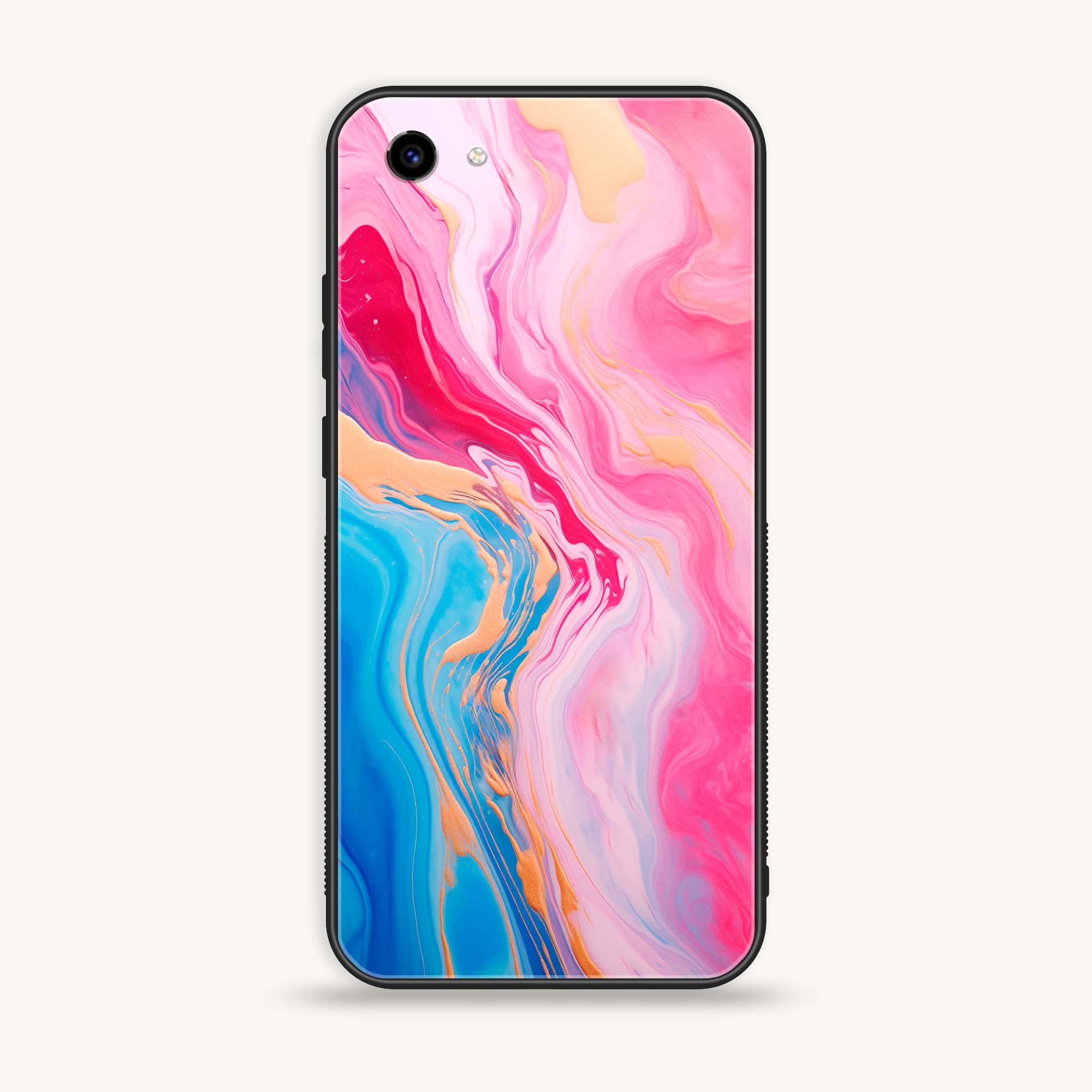 Vivo Y83 - Pink Marble 2.0 Series - Premium Printed Glass soft Bumper shock Proof Case