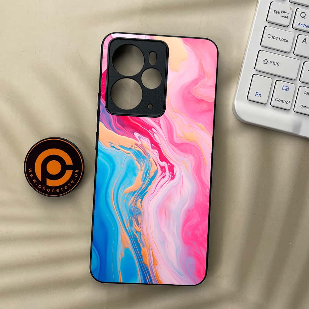 Realme 14 5G - Pink Marble 2.0 Series - Premium Metal Printed soft Bumper Shock Proof Case