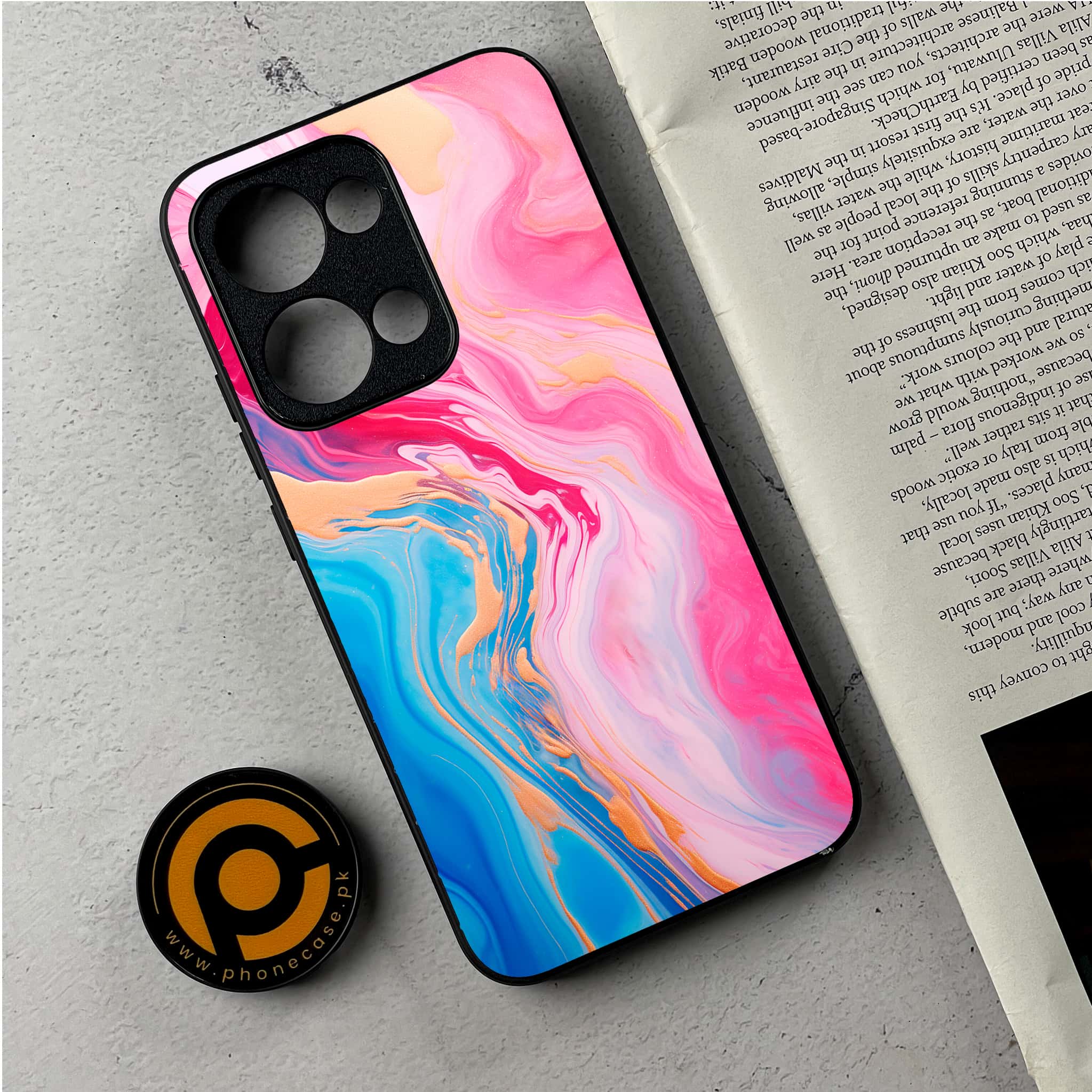 Oppo Reno 13 - Pink Marble 2.0 Series - Premium Metal Printed Soft Bumper Shockproof Case