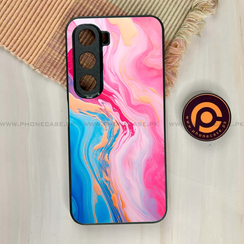 Infinix Hot 60i - Pink Marble 2.0 Series - Premium Metal Printed soft Bumper shock Proof Case