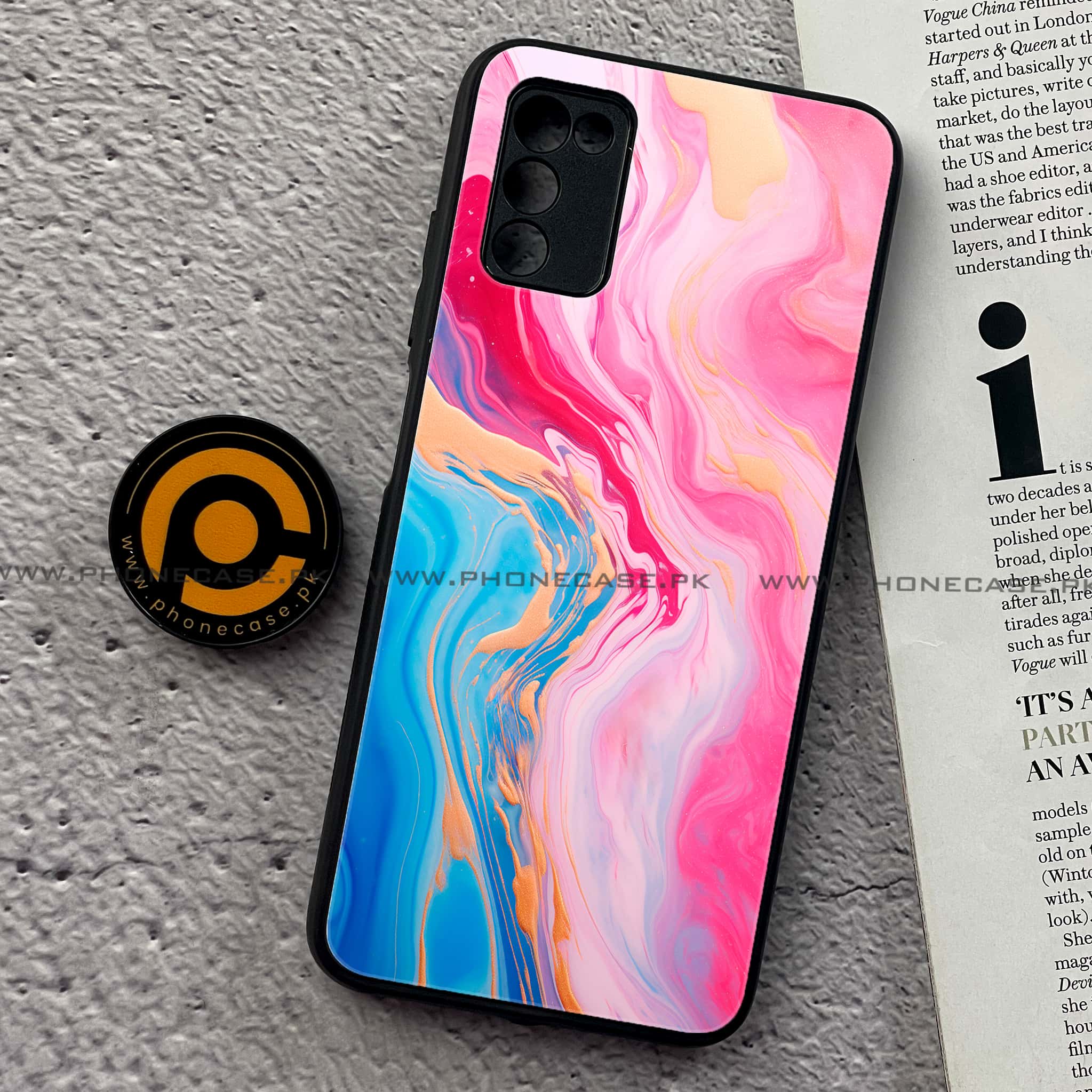 Samsung Galaxy A02s - Pink Marble 2.0 Series  - Premium Printed Metal soft Bumper shock Proof Case