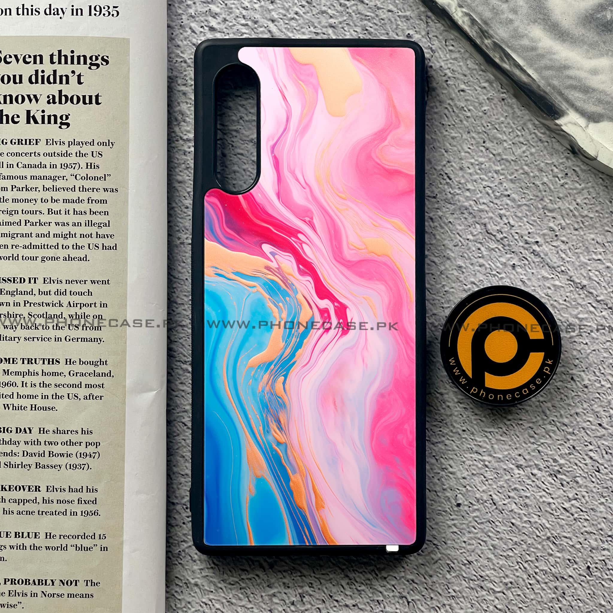 LG G9 - Pink Marble 2.0 Series - Premium Metal Printed soft Bumper shock Proof Case