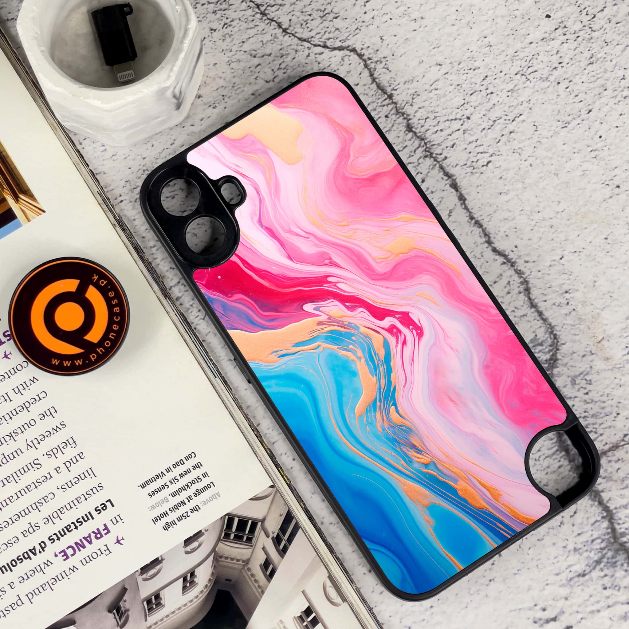 Nothing CMF Phone 1 - Pink Marble 2.0 Series - Premium Metal Printed soft Bumper Shock Proof Case
