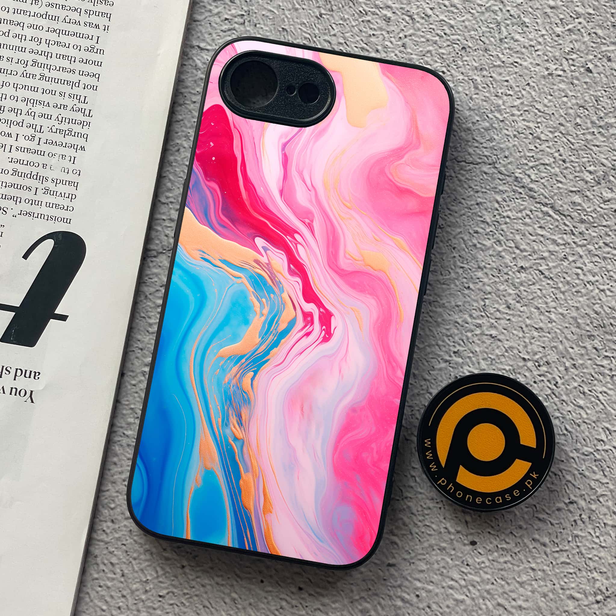 iPhone 16e - Pink Marble 2.0 Series - Premium Metal  Printed soft Bumper shock Proof Case