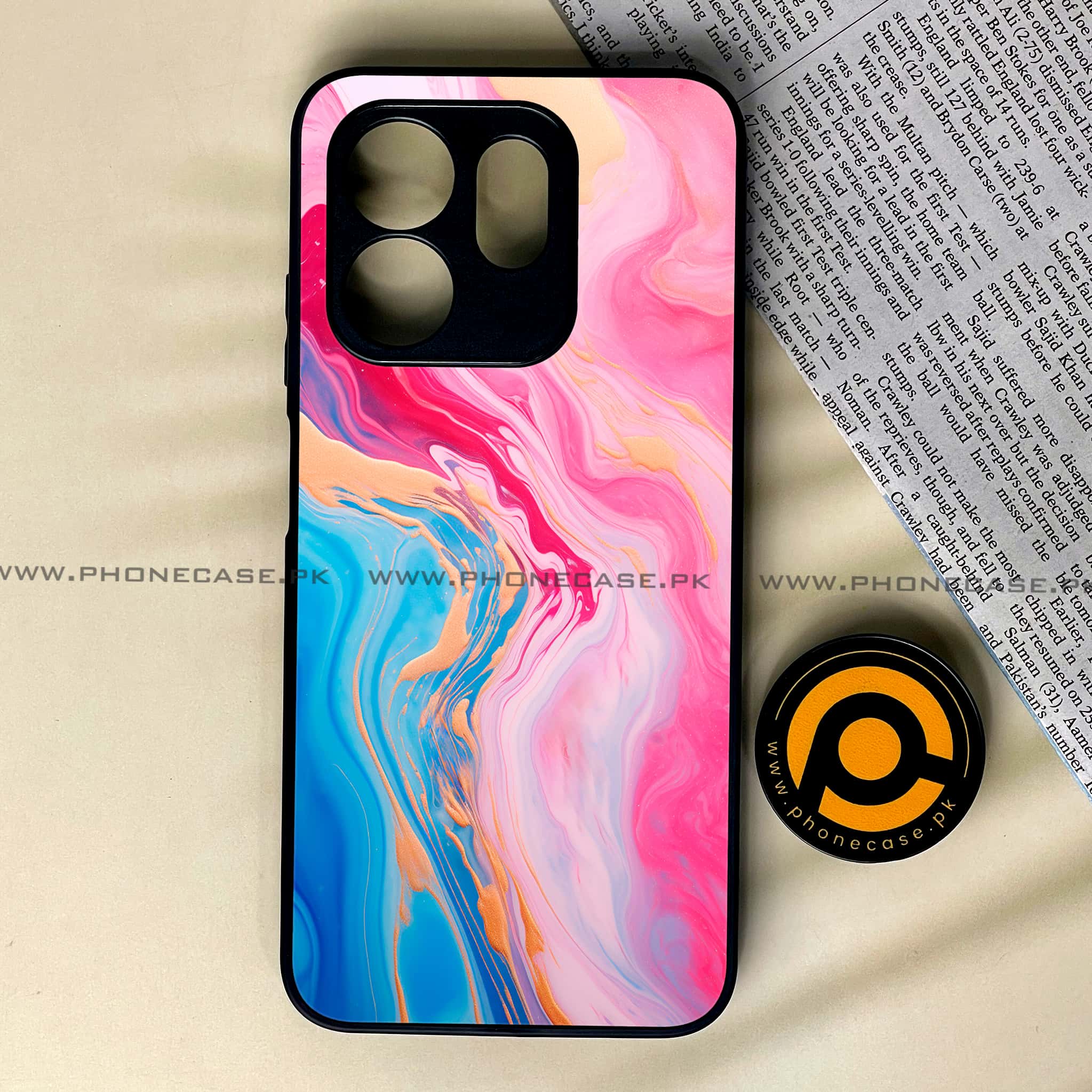 Infinix Smart 9 HD - Pink Marble 2.0 Series - Premium Metal Printed soft Bumper shock Proof Case