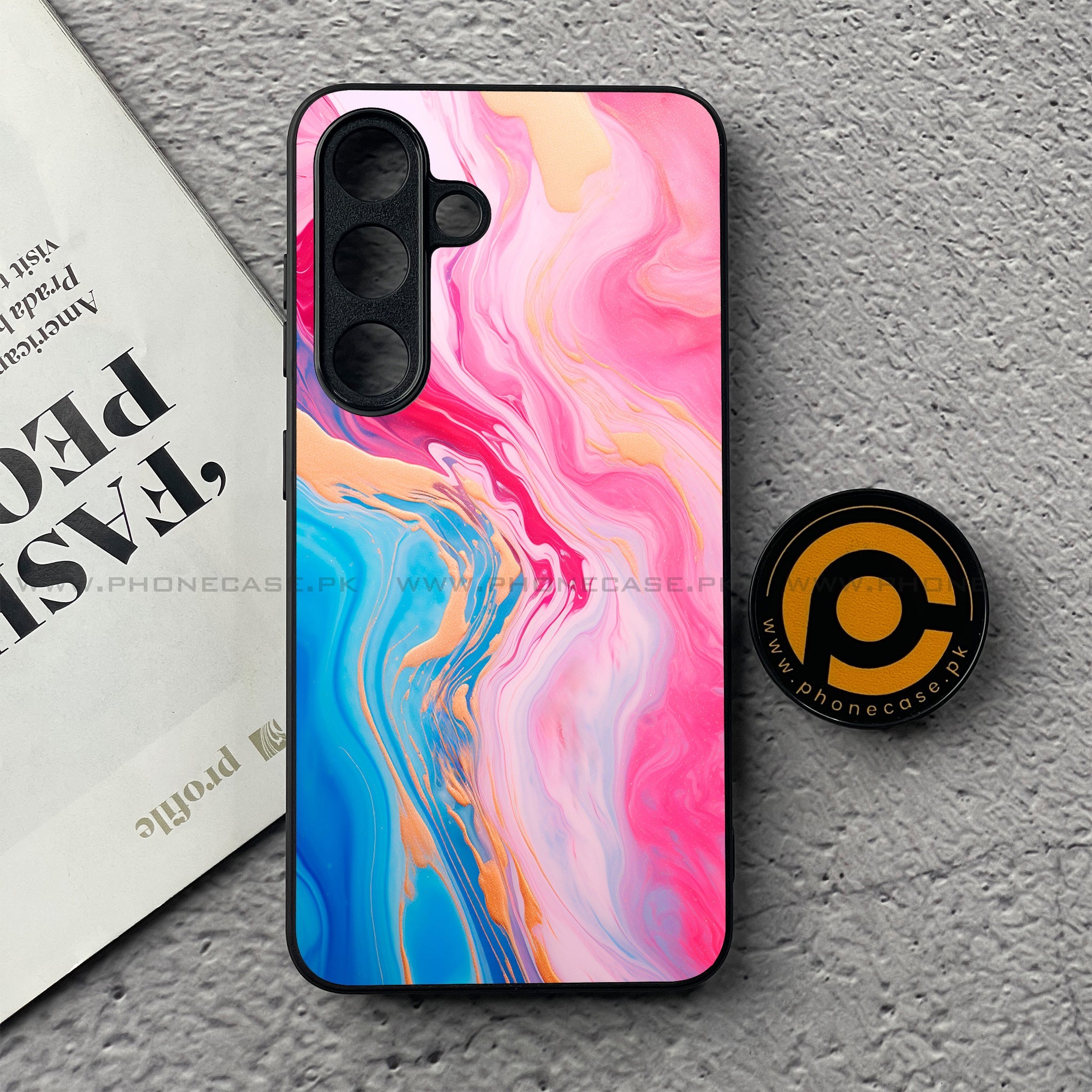 Samsung Galaxy S25 FE - Pink Marble 2.0 Series - Premium Metal Printed soft Bumper shock Proof Case