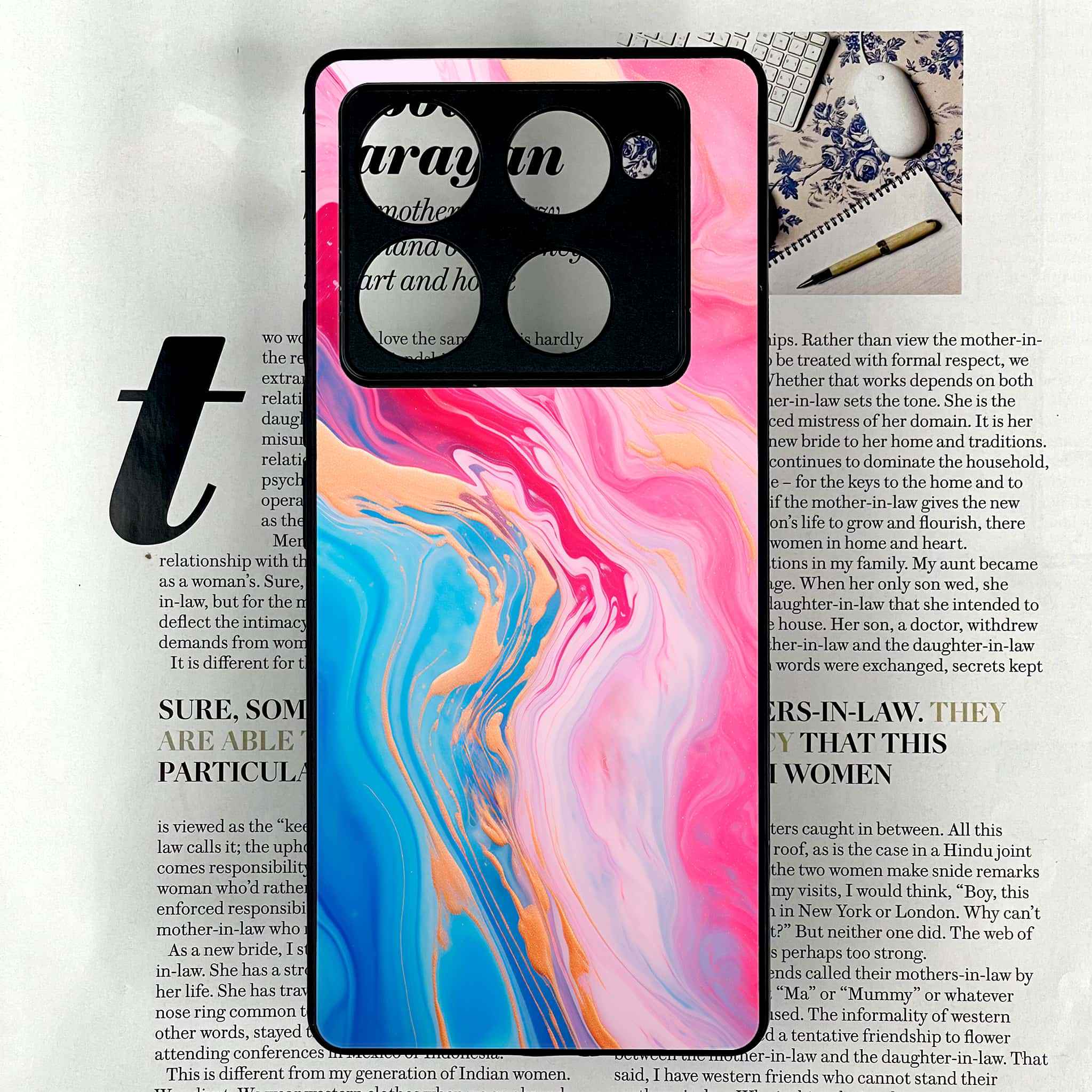 Infinix Note 40 Pro Plus - Pink Marble 2.0 Series - Premium Metal Printed soft Bumper shock Proof Case