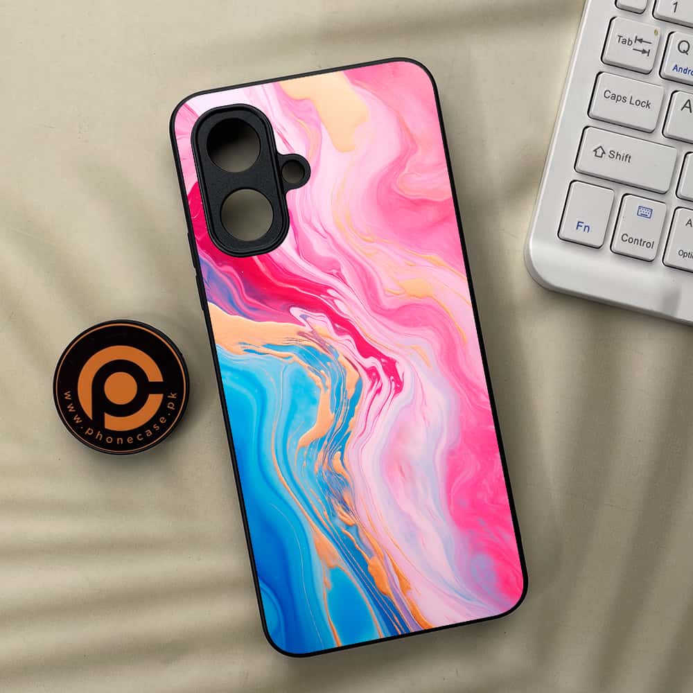 Tecno Spark Go 2 - Pink Marble 2.0 Series - Premium Metal Printed soft Bumper Shock Proof Case