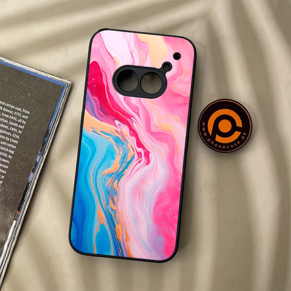 Nothing Phone (2a) - Pink Marble 2.0 Series - Premium Metal Printed soft Bumper Shock Proof Case