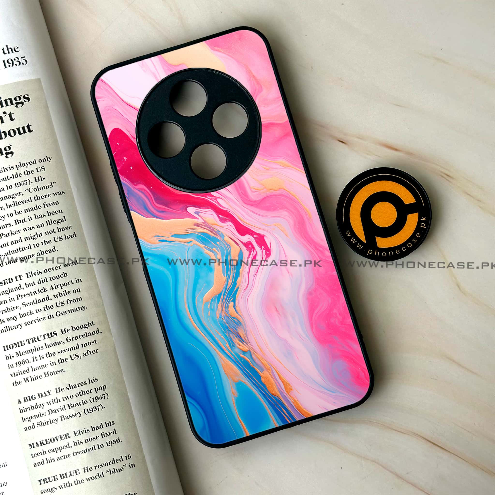 Oppo F27 Pro - Pink Marble 2.0 Series - Premium Metal Printed soft Bumper Shock Proof Case