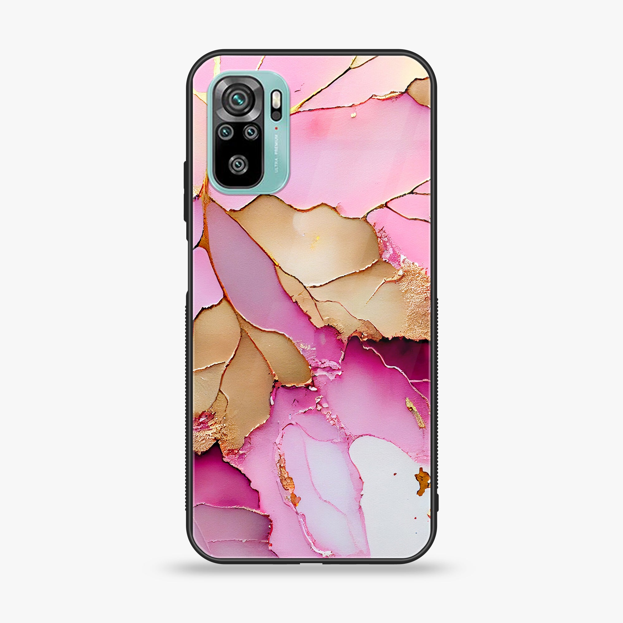 Redmi 10 - Pink Marble 2.0 Series - Premium Printed Glass soft Bumper shock Proof Case