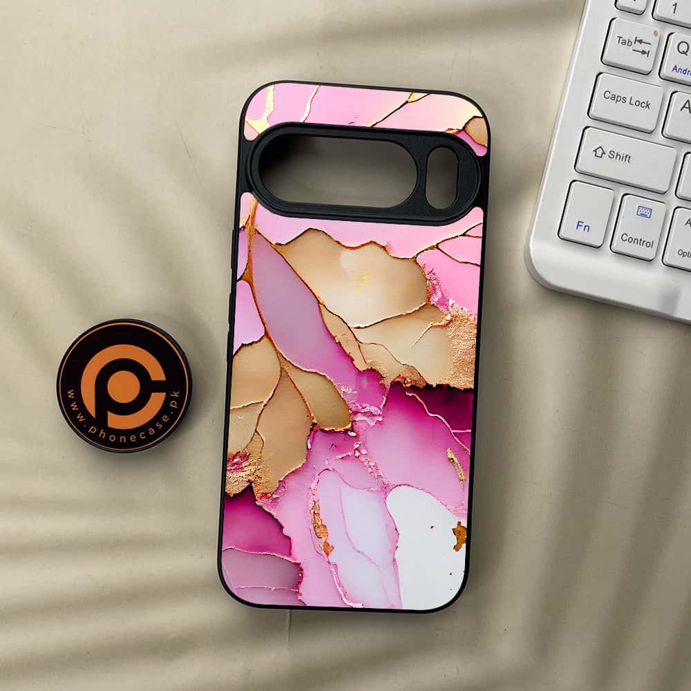 Google Pixel 10  - Pink Marble 2.0 Series - Premium Metal Printed soft Bumper Shockof Case