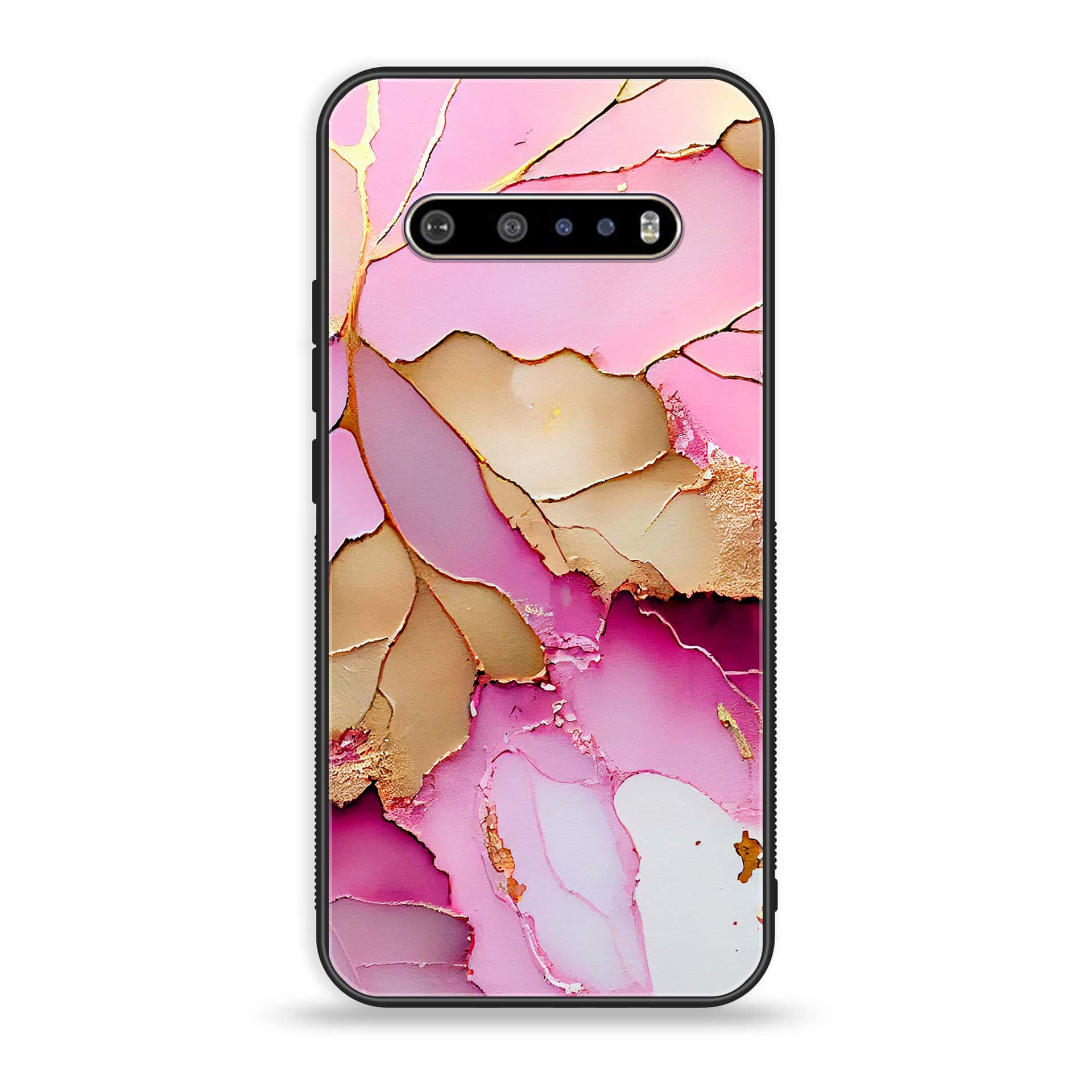 LG V60 Pink Marble 2.0 Series Premium Printed Glass soft Bumper shock Proof Case