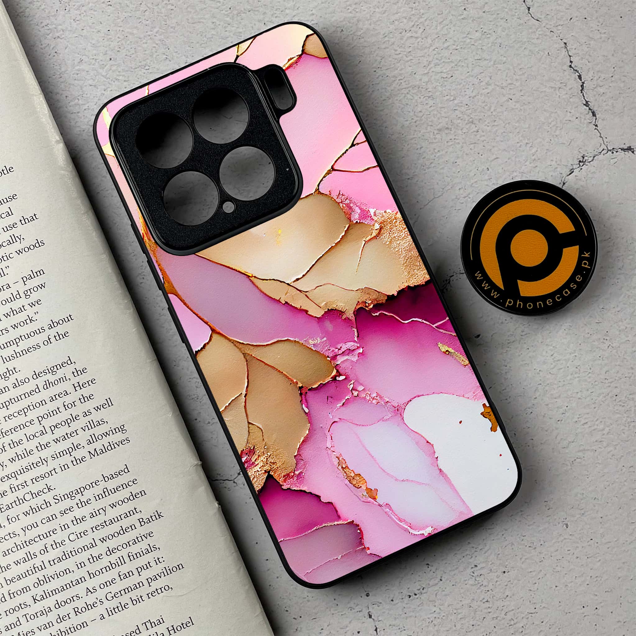 Xiaomi 15 - Pink Marble 2.0 Series - Premium Metal Printed soft Bumper shock Proof Case