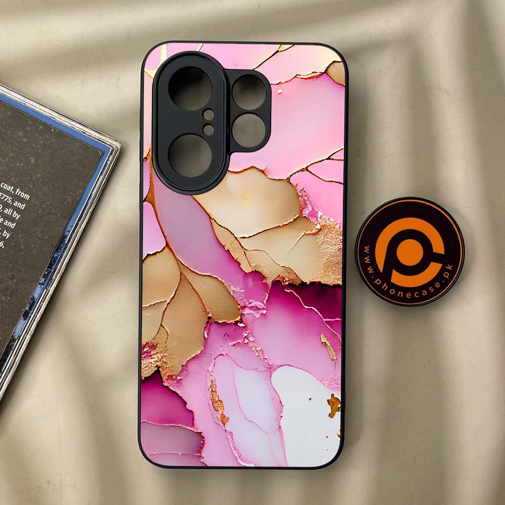 Vivo X200 FE - Pink Marble 2.0 Series - Premium Metal Printed soft Bumper Shock Proof Case