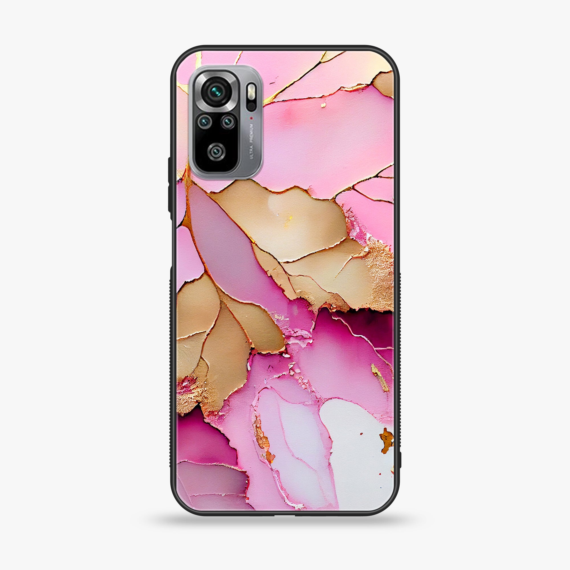 Xiaomi Redmi Note 10S- Pink Marble 2.0 Series - Premium Printed Glass soft Bumper shock Proof Case