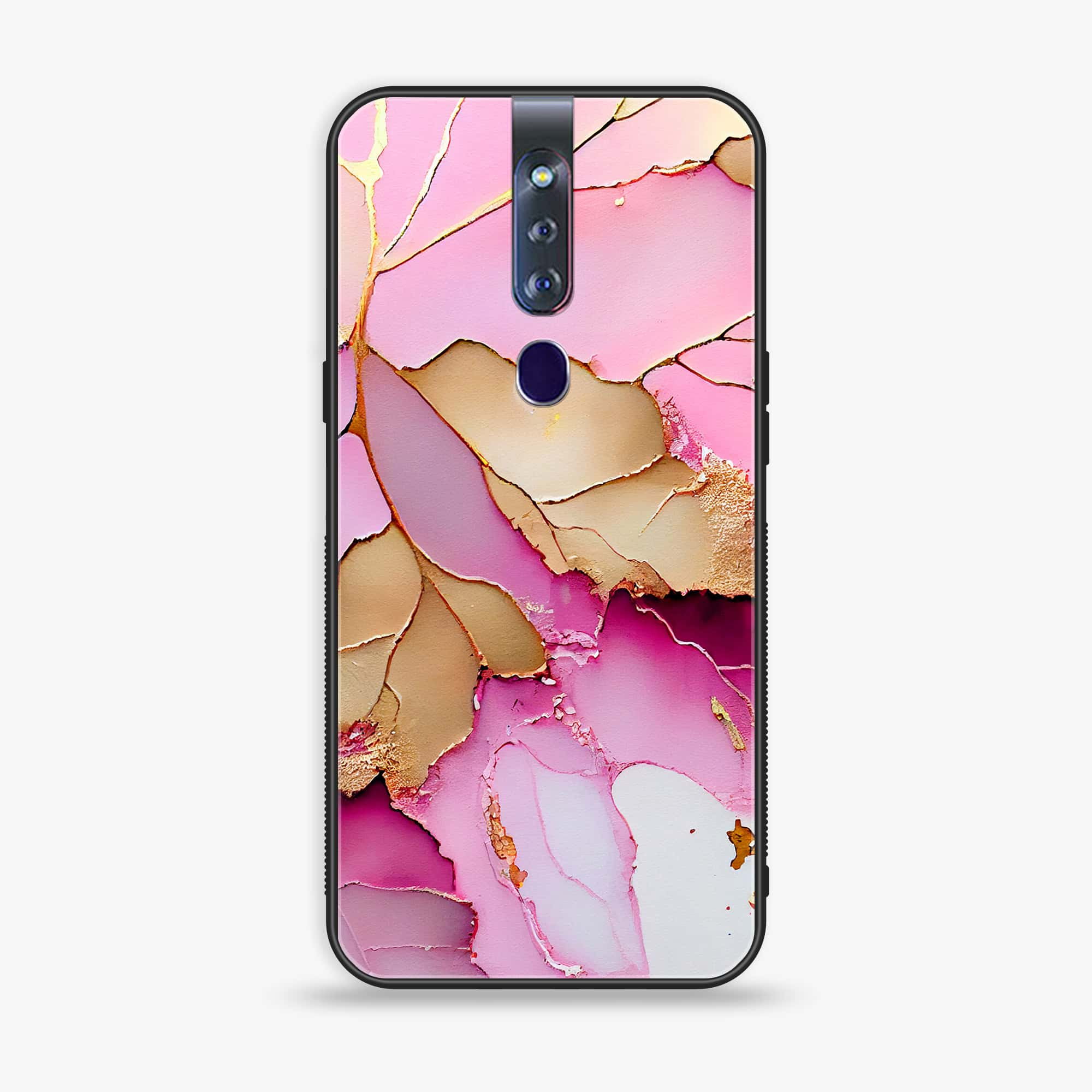 Oppo F11 Pro Pink Marble 2.0 Series Premium Printed Glass soft Bumper shock Proof Case