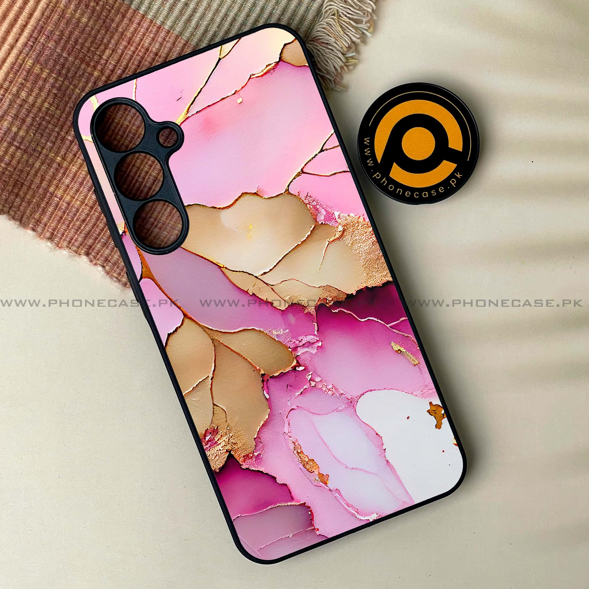 Samsung Galaxy A16 - Pink Marble 2.0 Series - Premium Printed Glass soft Bumper shock Proof Case