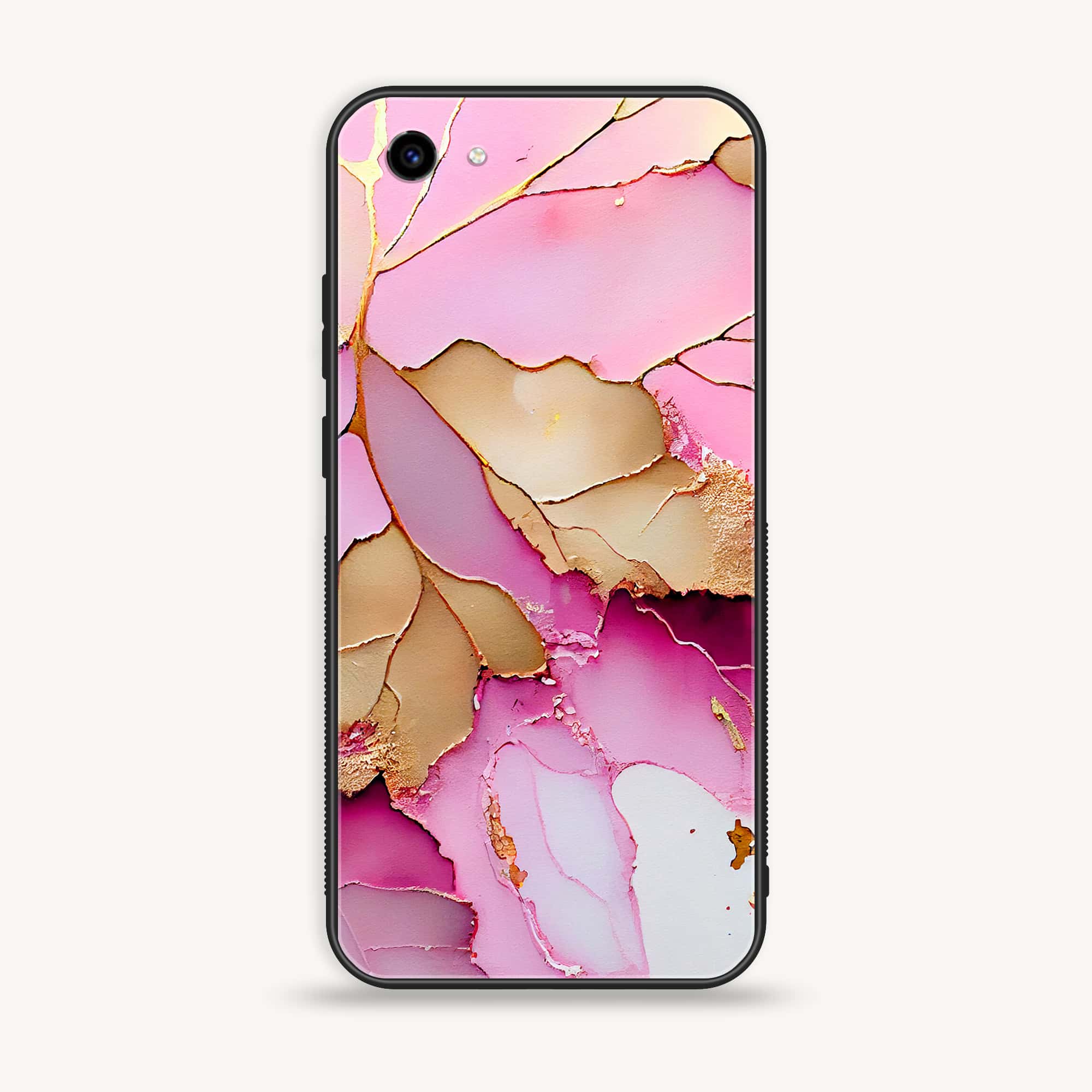 Vivo Y83 - Pink Marble 2.0 Series - Premium Printed Glass soft Bumper shock Proof Case