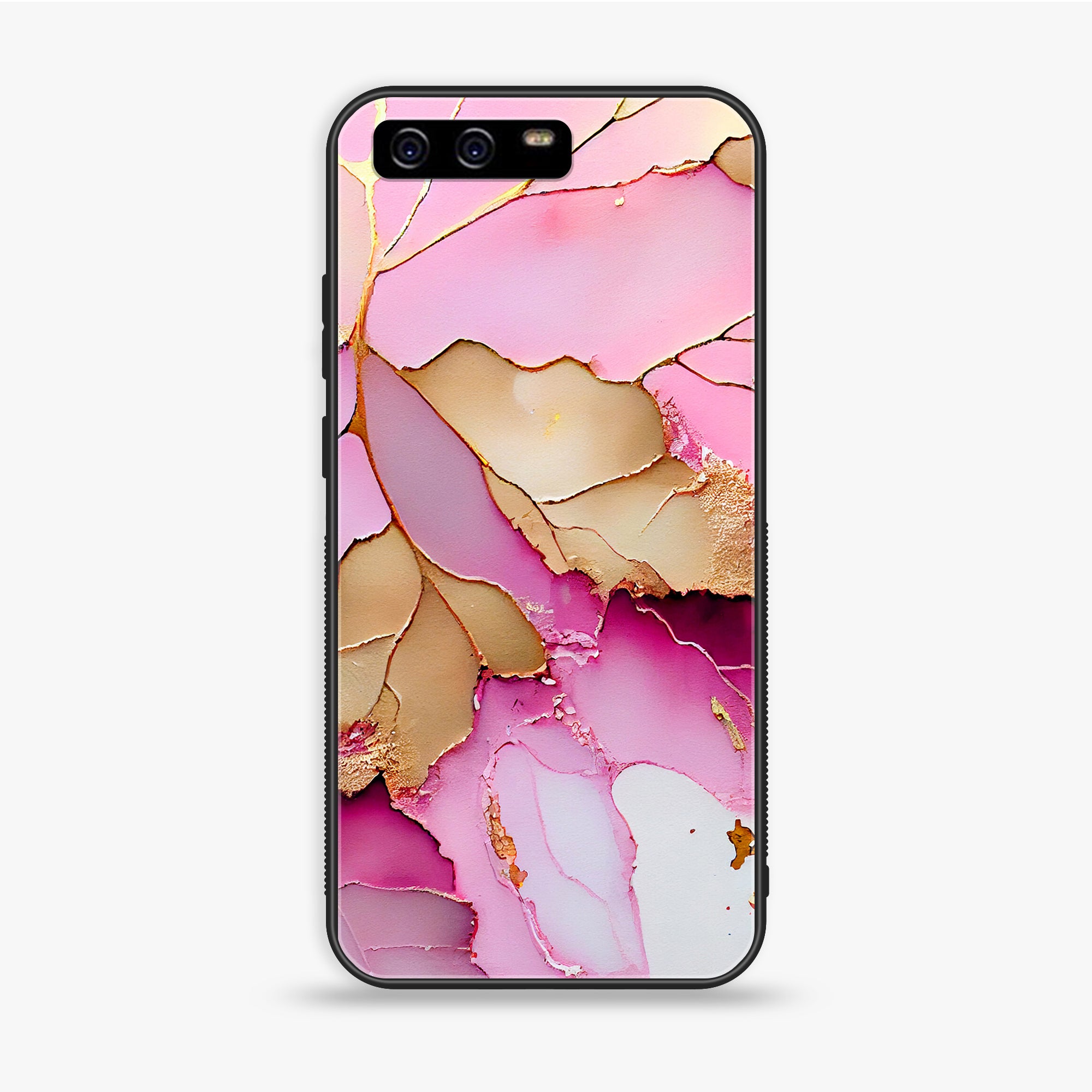 Huawei P10 Plus - Pink Marble 2.0 Series - Premium Printed Glass Soft Bumper Shock Proof Case