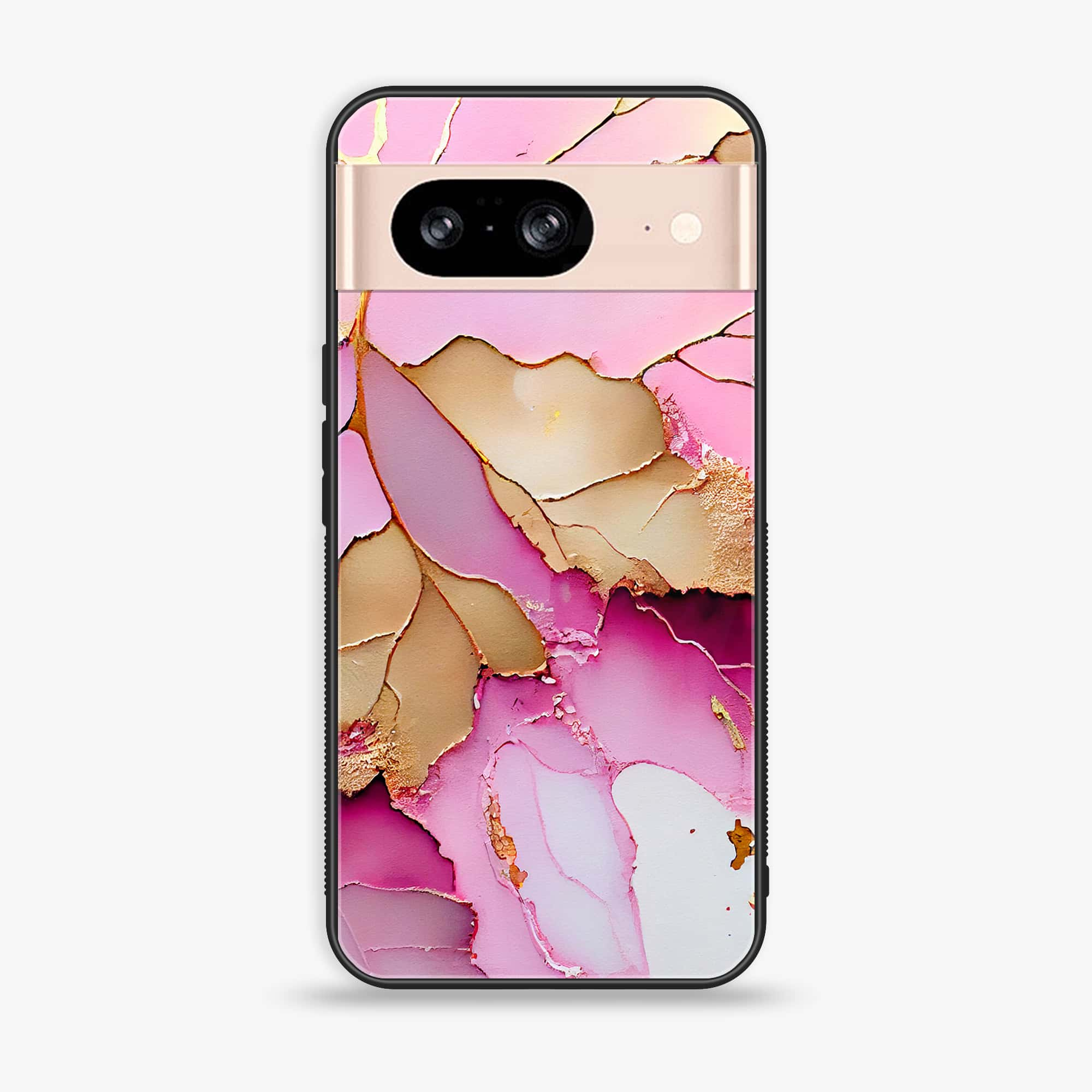 Google Pixel 8 - Pink Marble 2.0 Series - Premium Printed Glass soft Bumper shock Proof Case