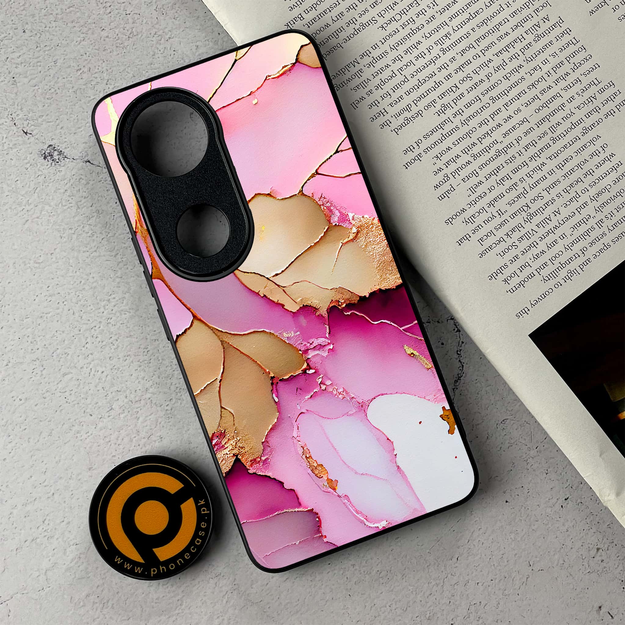 Vivo V50 -  Pink Marble 2.0 Series  - Premium Metal Printed Soft Bumper Shockproof Case