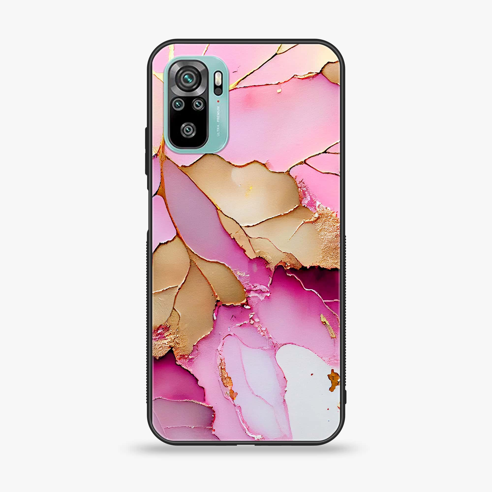 Xiaomi Redmi Note 10 - Pink Marble 2.0 Series - Premium Printed Glass soft Bumper shock Proof Case